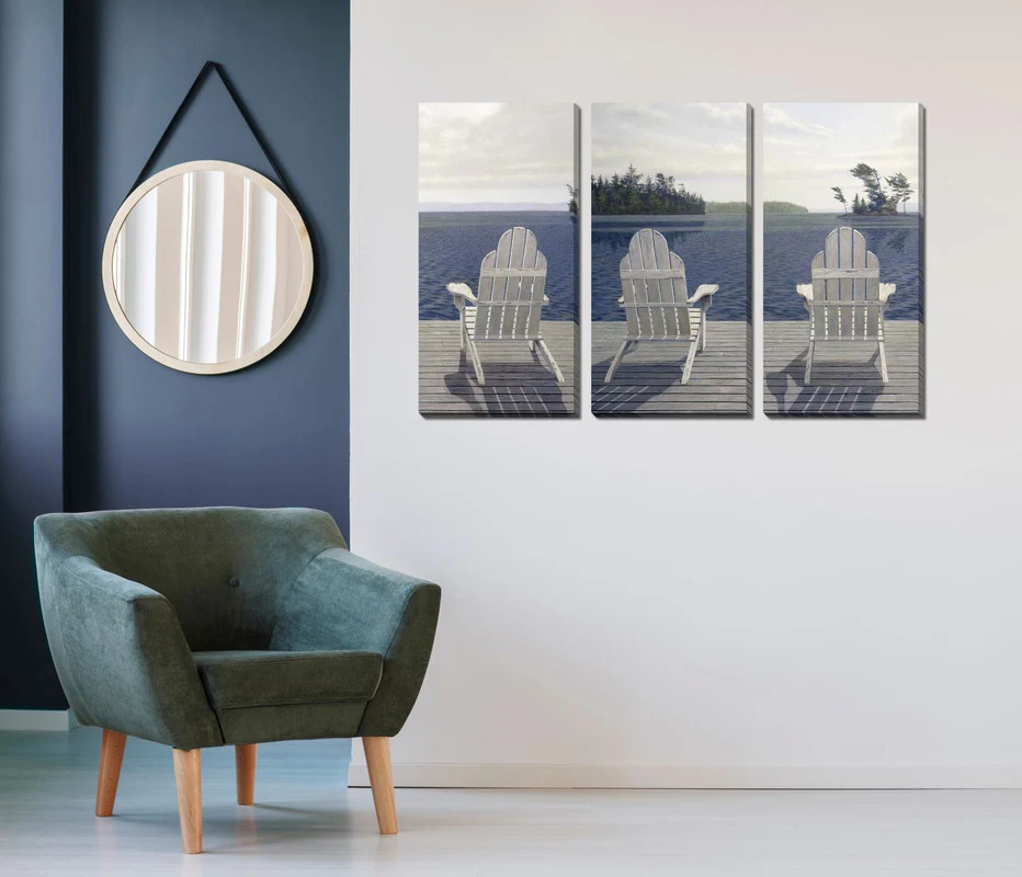 Dock Views Wall Art - Blue/White - 45 X 30 - Set of 3 - Image 2