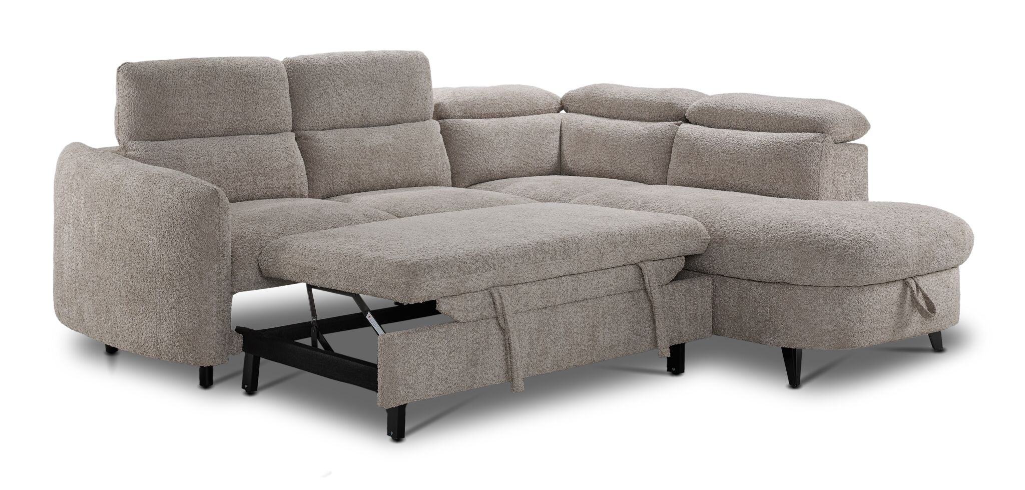 Dolly 2-Piece Sectional with Pop-Up Bed - Beige - Image 3