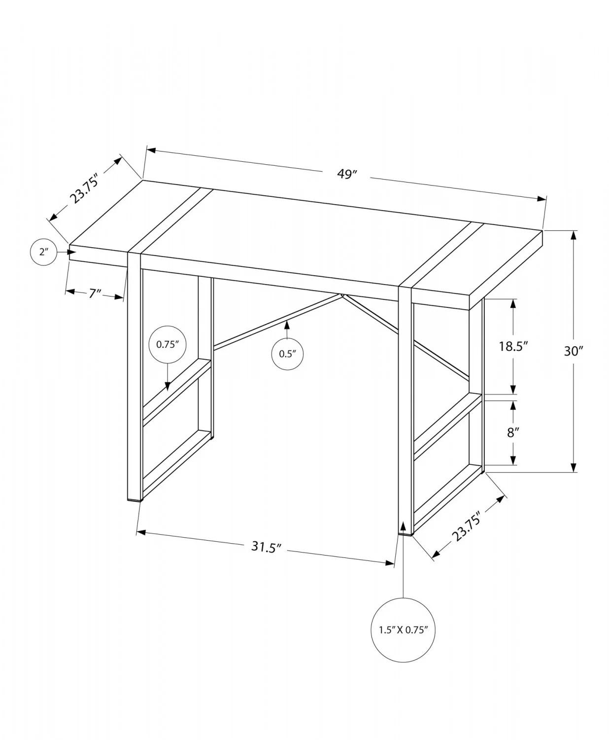 Dray Desk - Dark Taupe - Image 3
