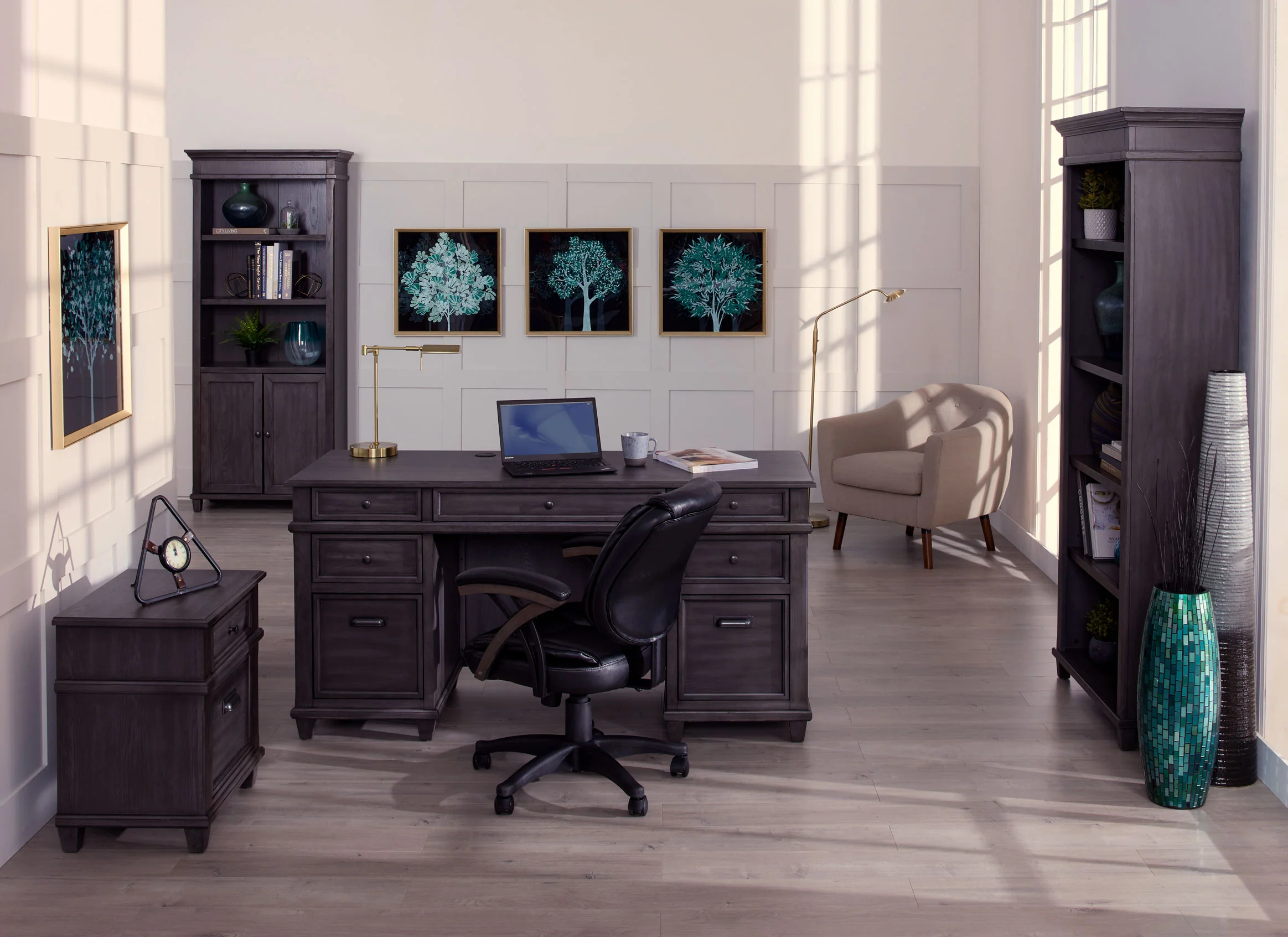 Eastwood 2 Door Bookcase - Grey - Image 2