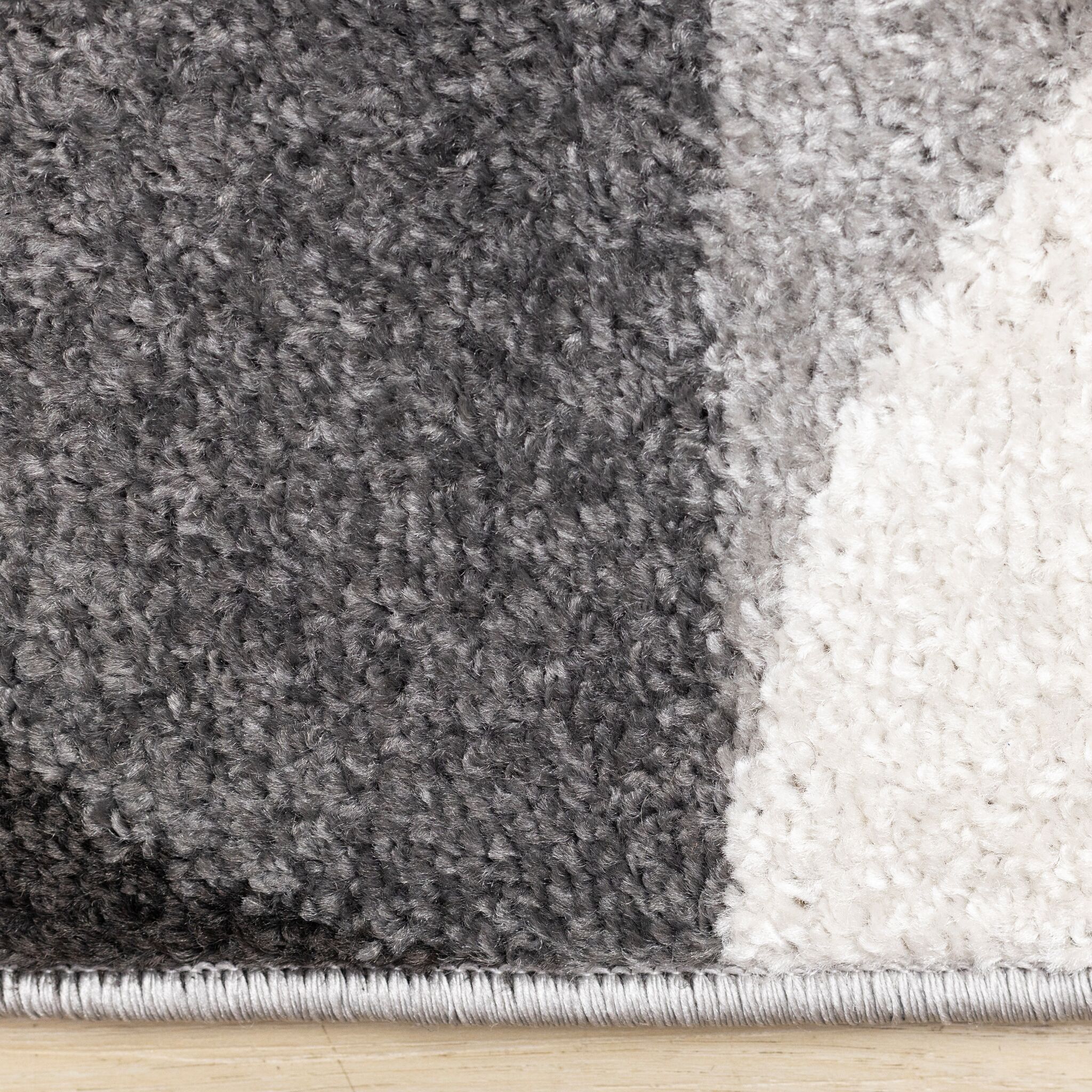 Eclipse 5'3" x 7'7" Mid-Century Modern Design Area Rug - Grey, Black, White - Image 6