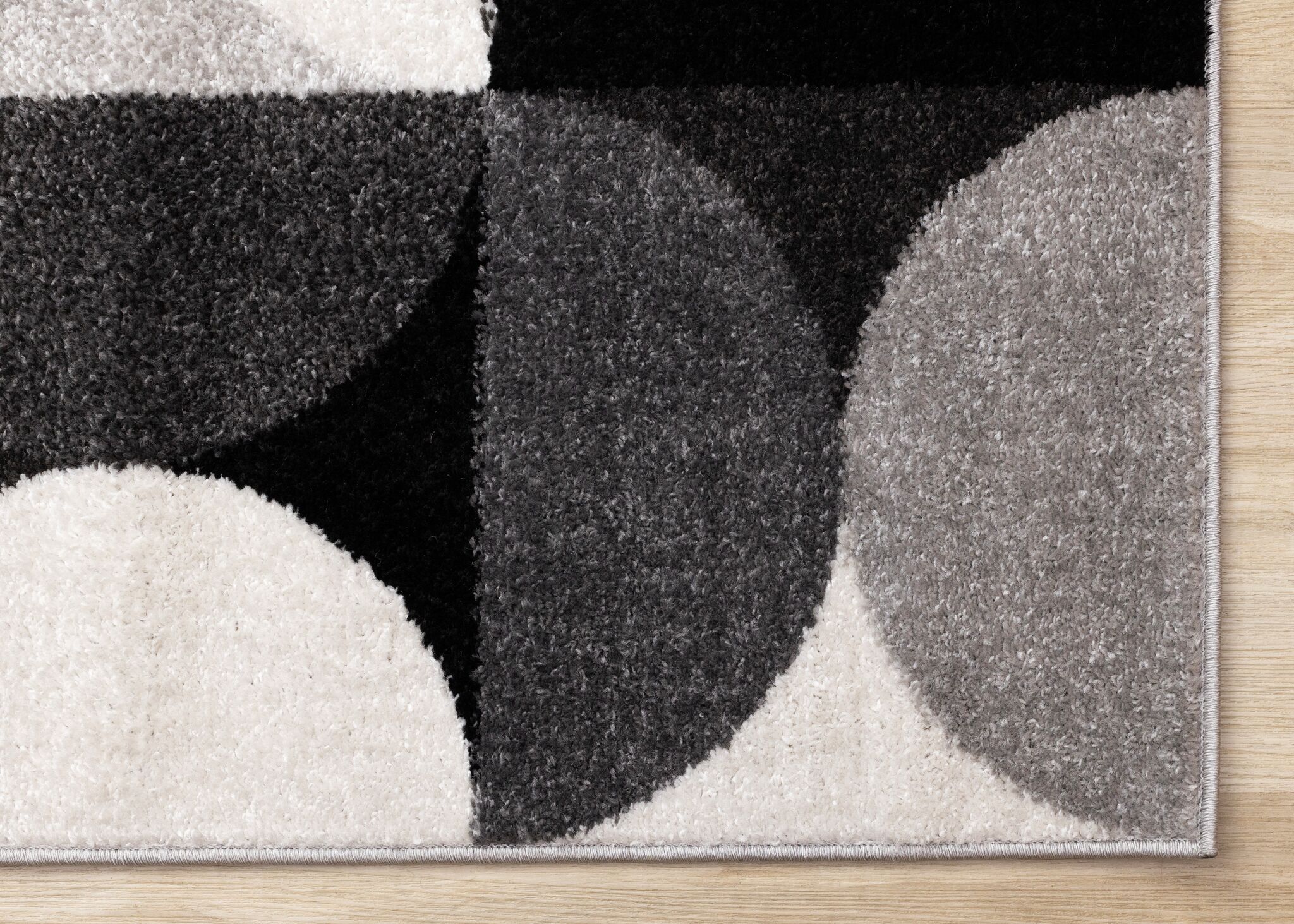Eclipse 5'3" x 7'7" Mid-Century Modern Design Area Rug - Grey, Black, White - Image 7