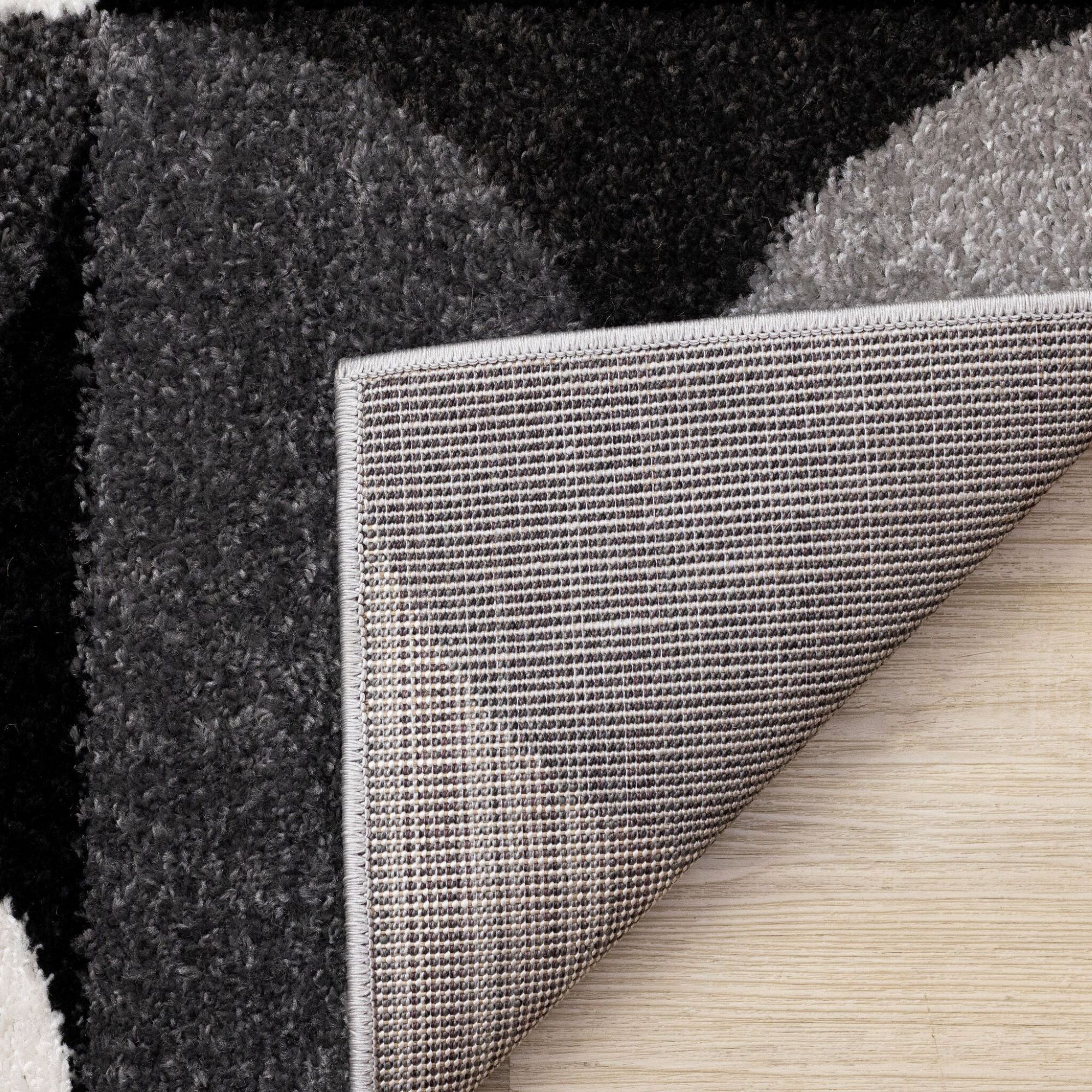 Eclipse 5'3" x 7'7" Mid-Century Modern Design Area Rug - Grey, Black, White - Image 8