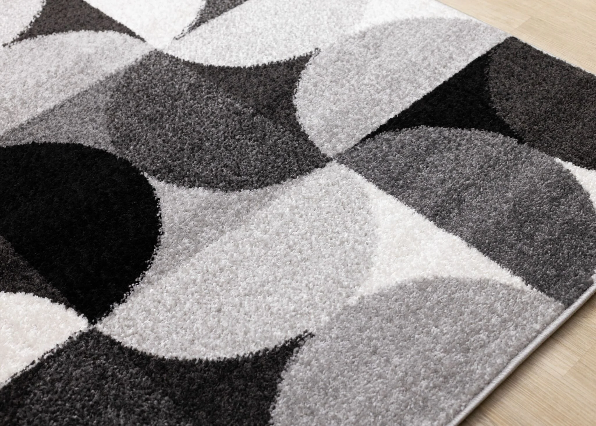 Eclipse 6'7" x 9'6" Mid-Century Modern Design Area Rug - Grey, Black, White - Image 3