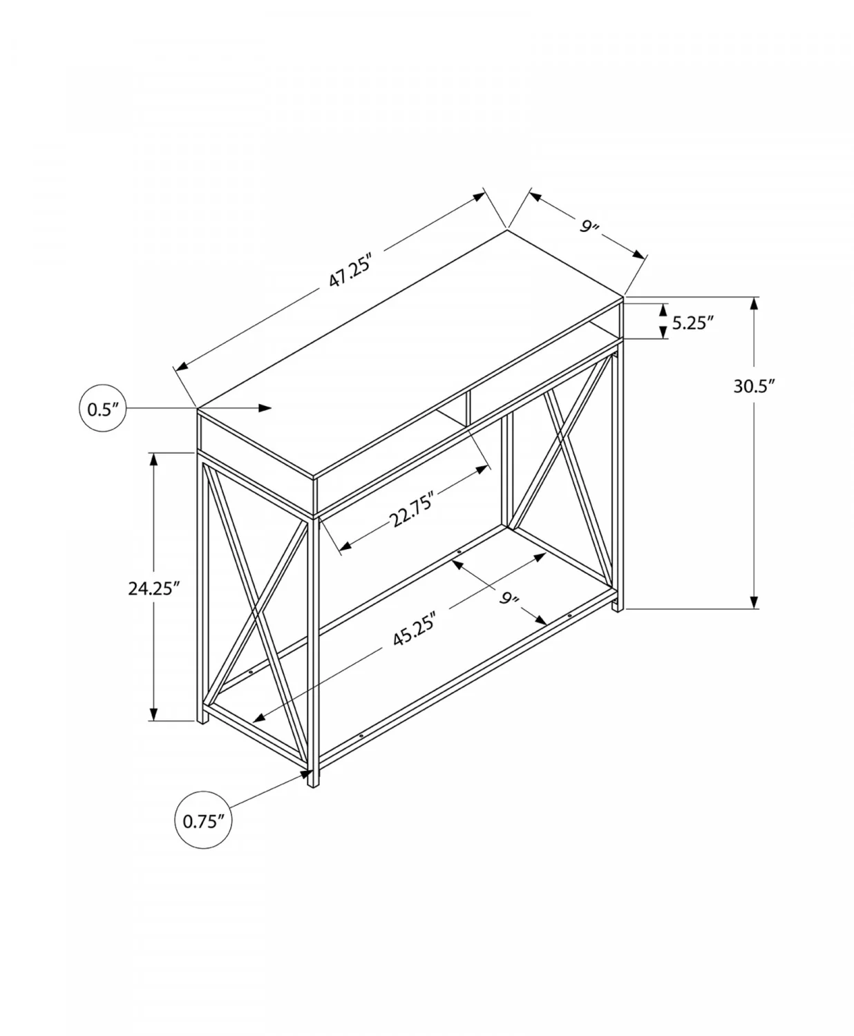 Eira Sofa Table - Grey - Image 3