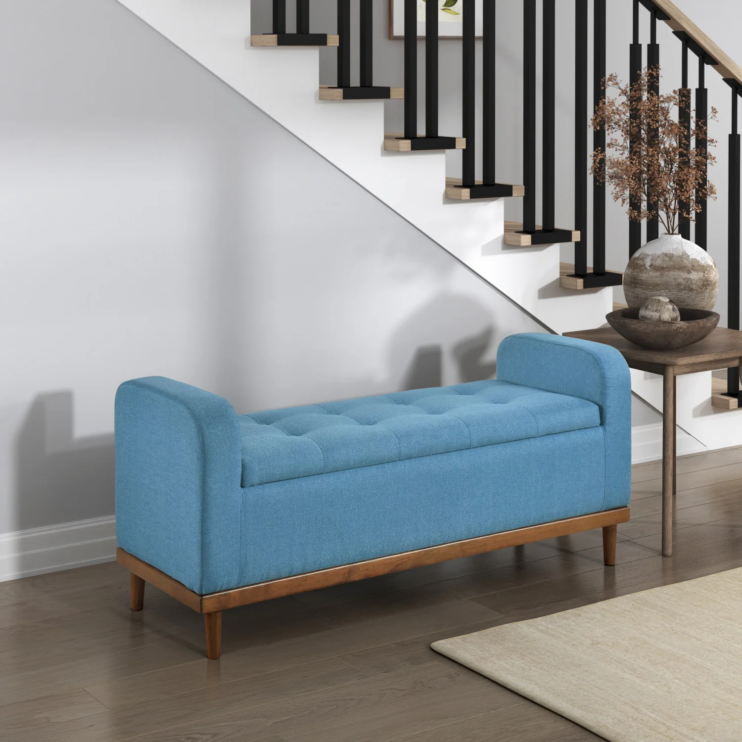 Elayne Ottoman Bench - Blue - Image 2