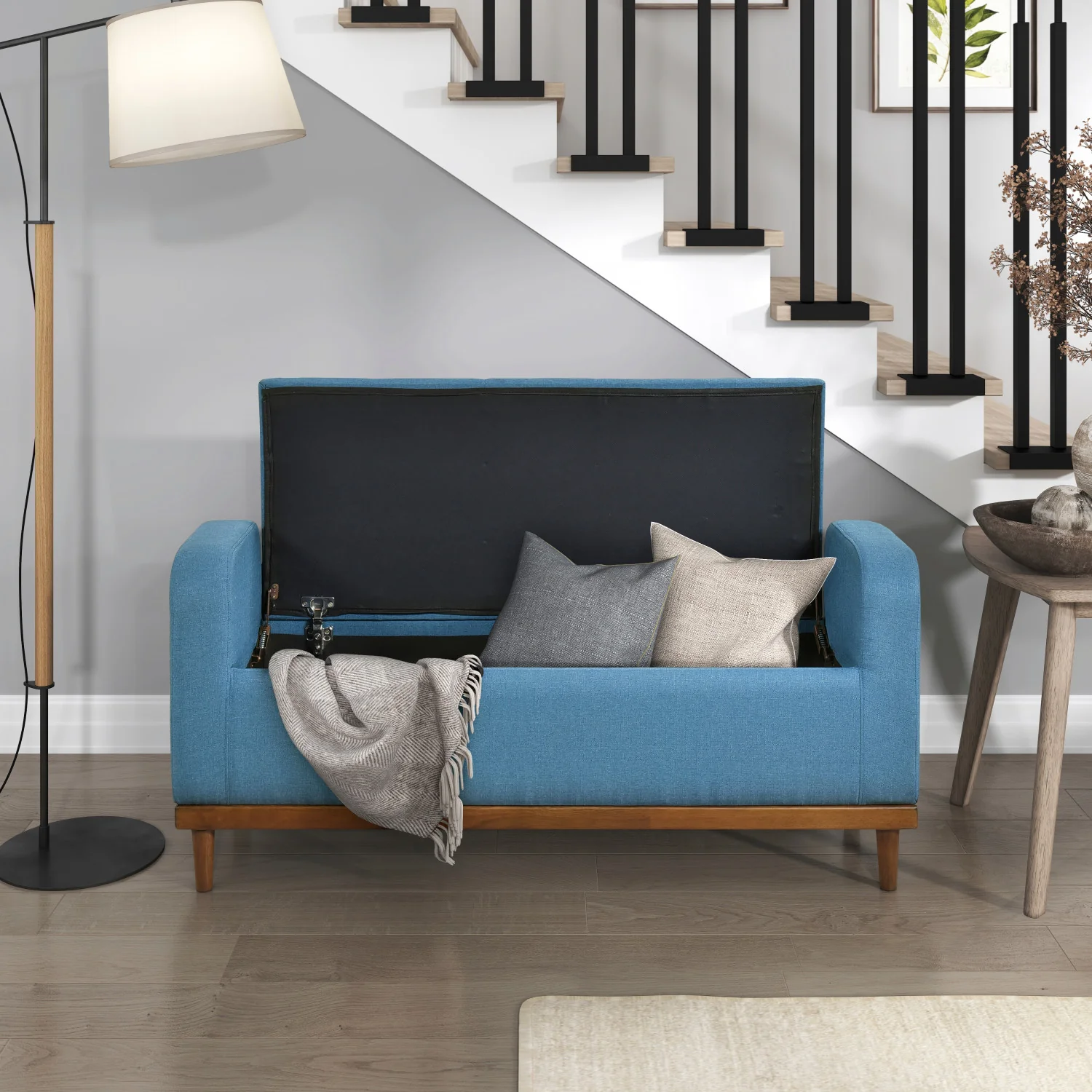 Elayne Ottoman Bench - Blue - Image 3