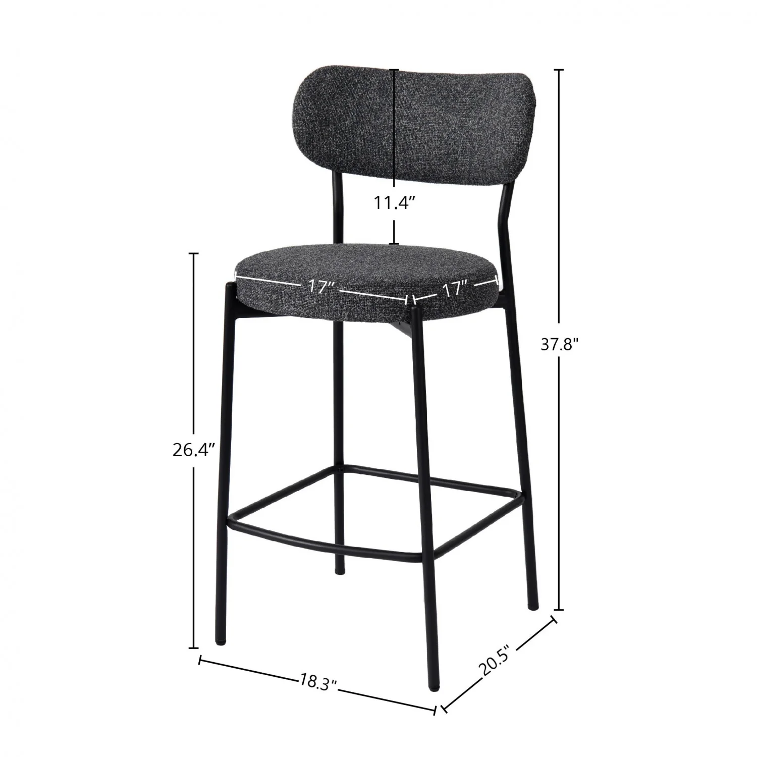 Eldra Counter Stool - Dark Grey - Set of Two - Image 2