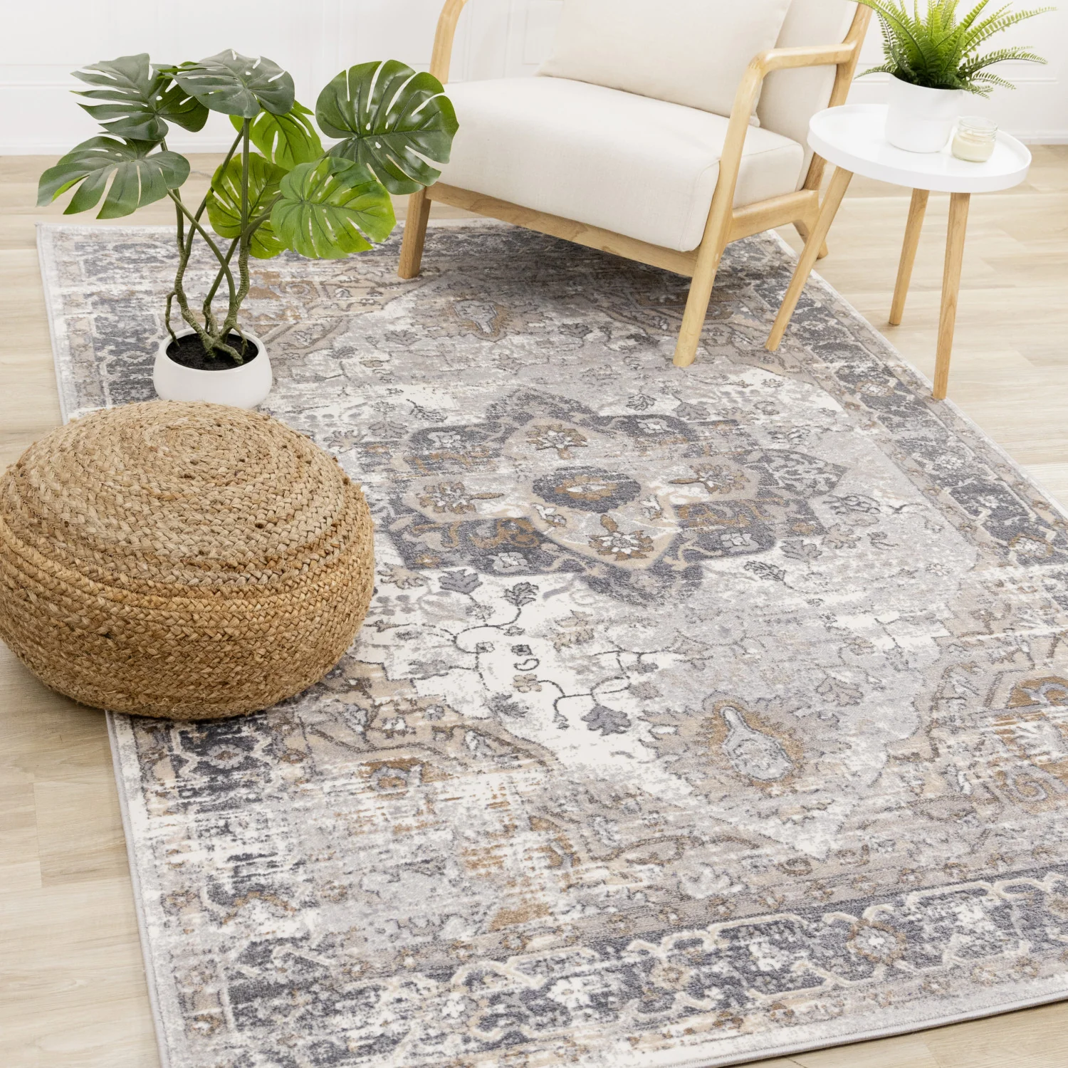 Elegant Traditional Area Rug - 8' X 11' - Grey/Brown - Image 2