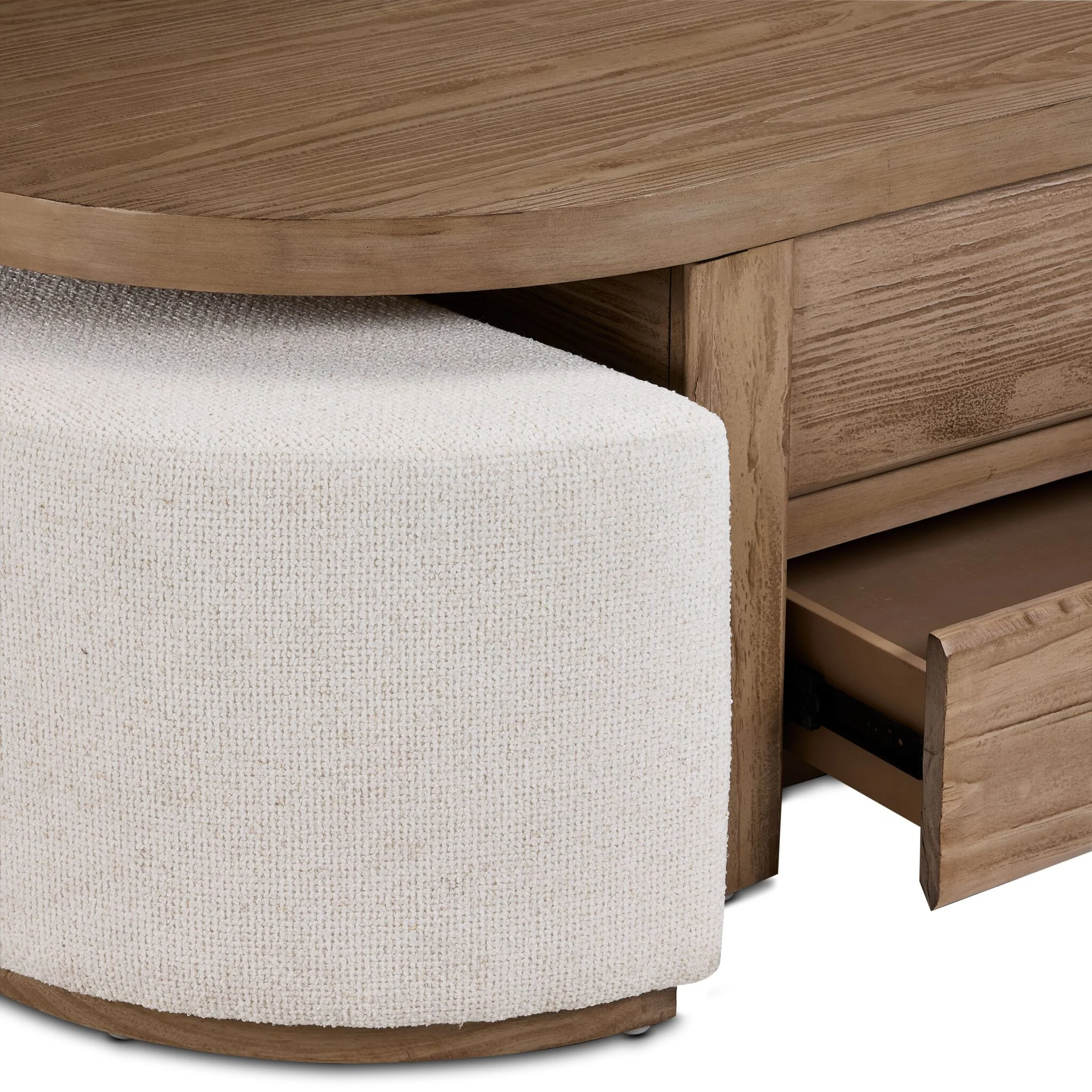 Elenore 52" Lift-Top Coffee Table With 2 Ottomans - Light Brown - Image 6