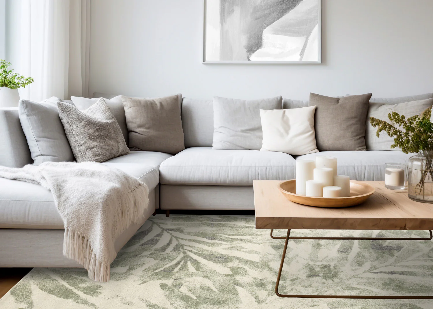 Elise Contemporary Botanical Area Rug - 5' X 8' - Cream/Green - Image 3