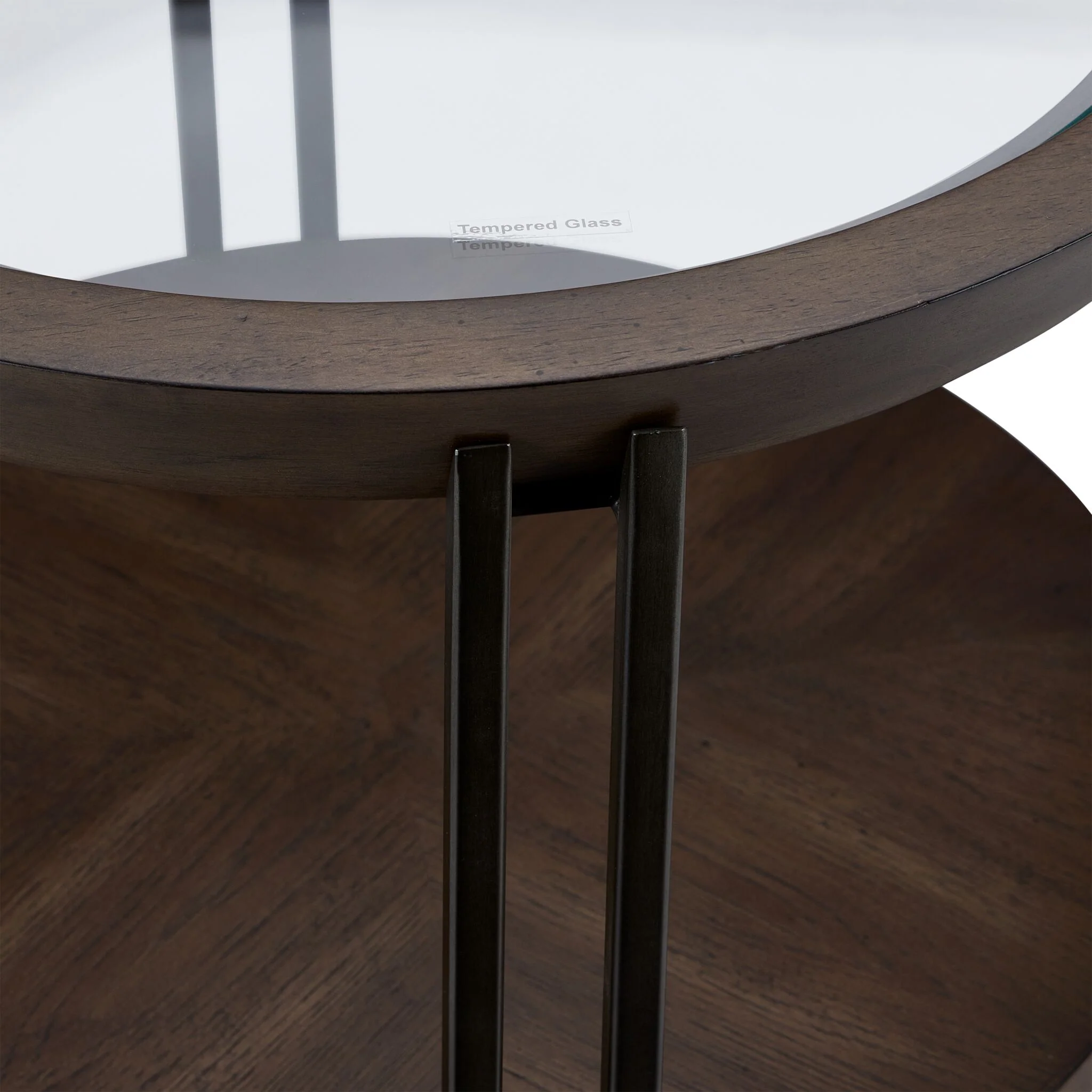 Elora 20" Round End Table -Walnut and Tarnished Silver Finish - Image 3