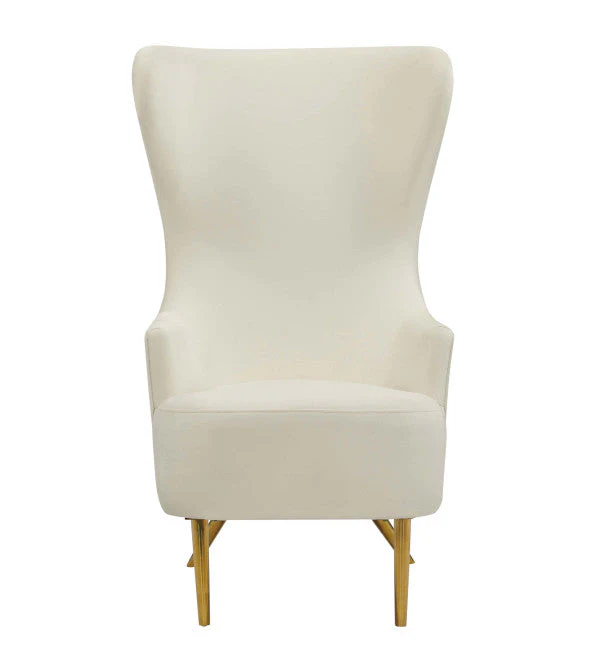 Elray Velvet Wingback Accent Chair - Cream - Image 5