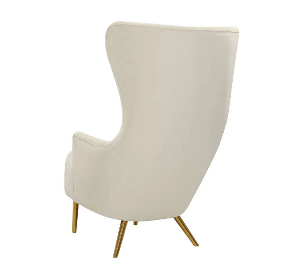 Elray Velvet Wingback Accent Chair - Cream - Image 6