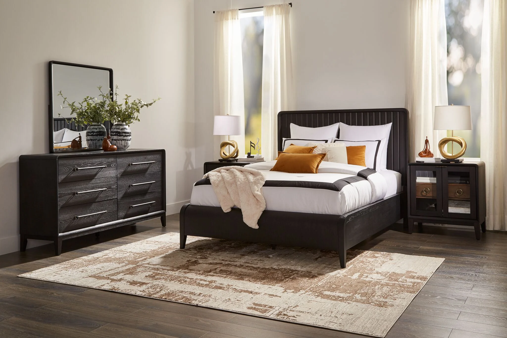 In Harmony - Elure 6 - Piece King Waterfall Panel Bedroom Set - Peppercorn - Image 2