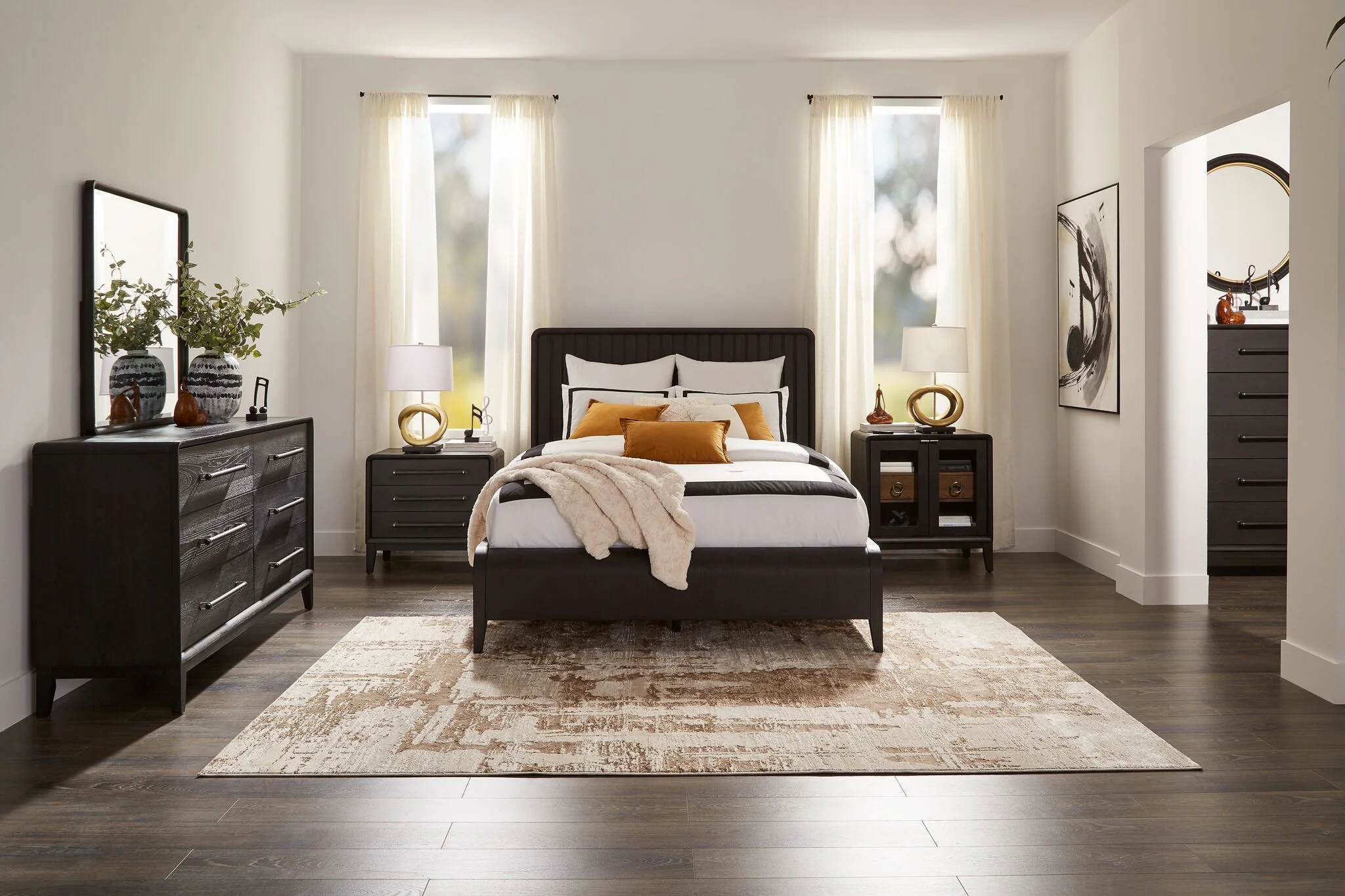 In Harmony - Elure 6 - Piece King Waterfall Panel Bedroom Set - Peppercorn - Image 3