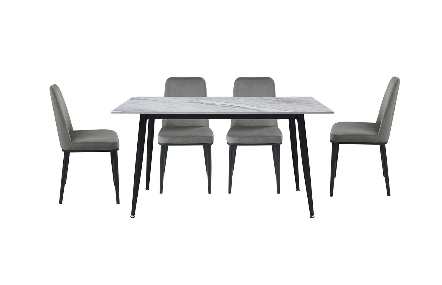Emberly 5-Piece Sintered Stone Dining Set - Grey, Black - Image 3