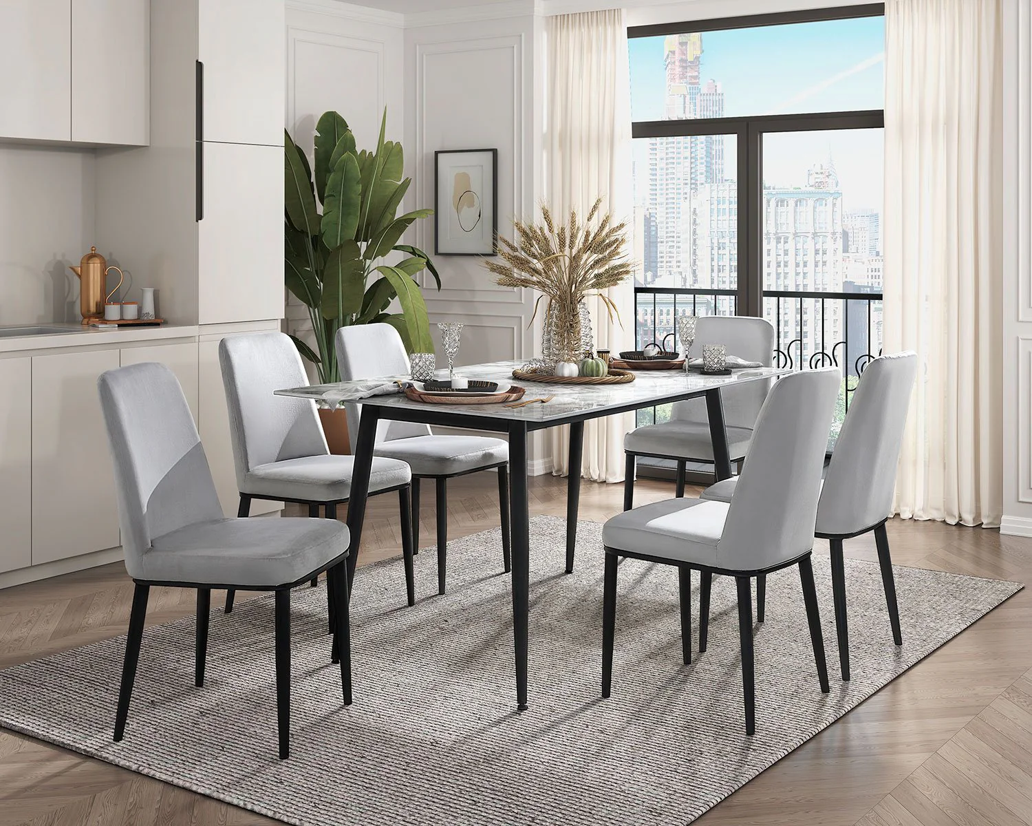 Emberly Dining Chair - Beige, Black - Image 2