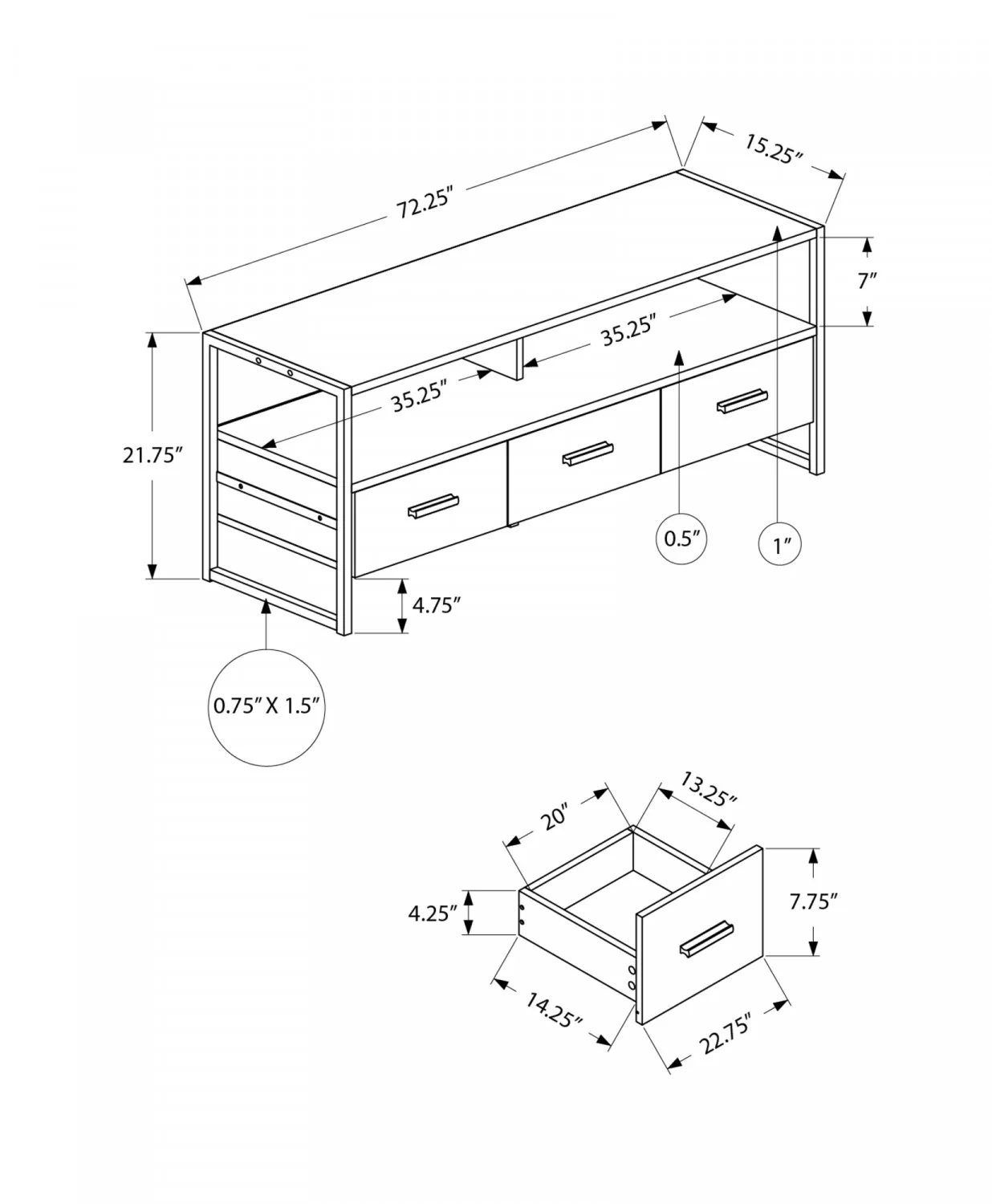 Encore 72" TV Stand - Cream - Image 3