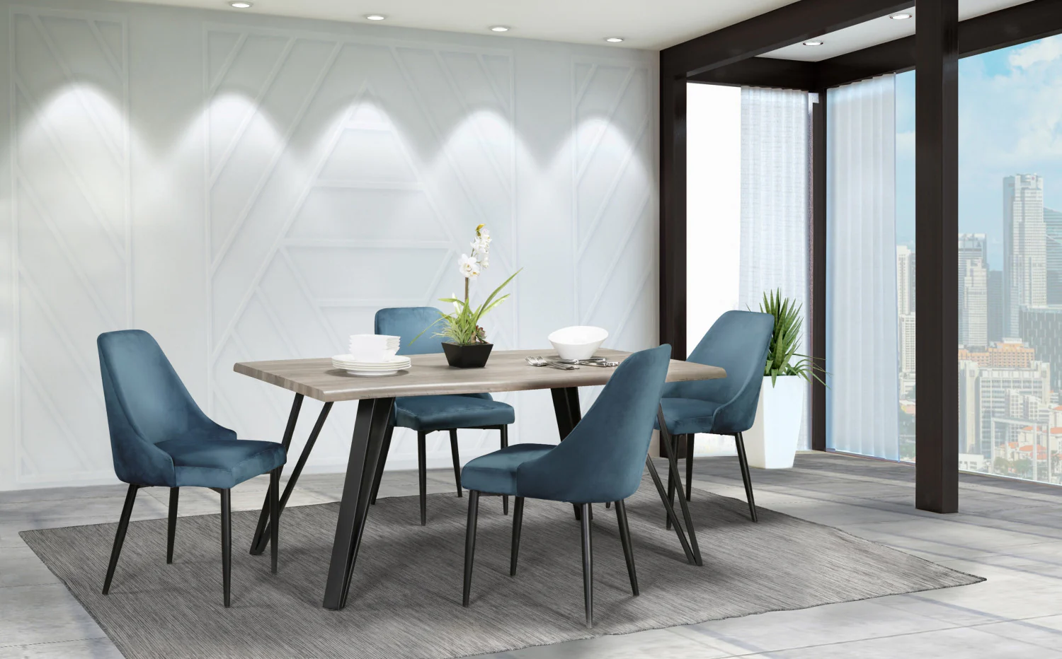 Eugenie Velvet Dining Chair - Blue - Set of Two - Image 3