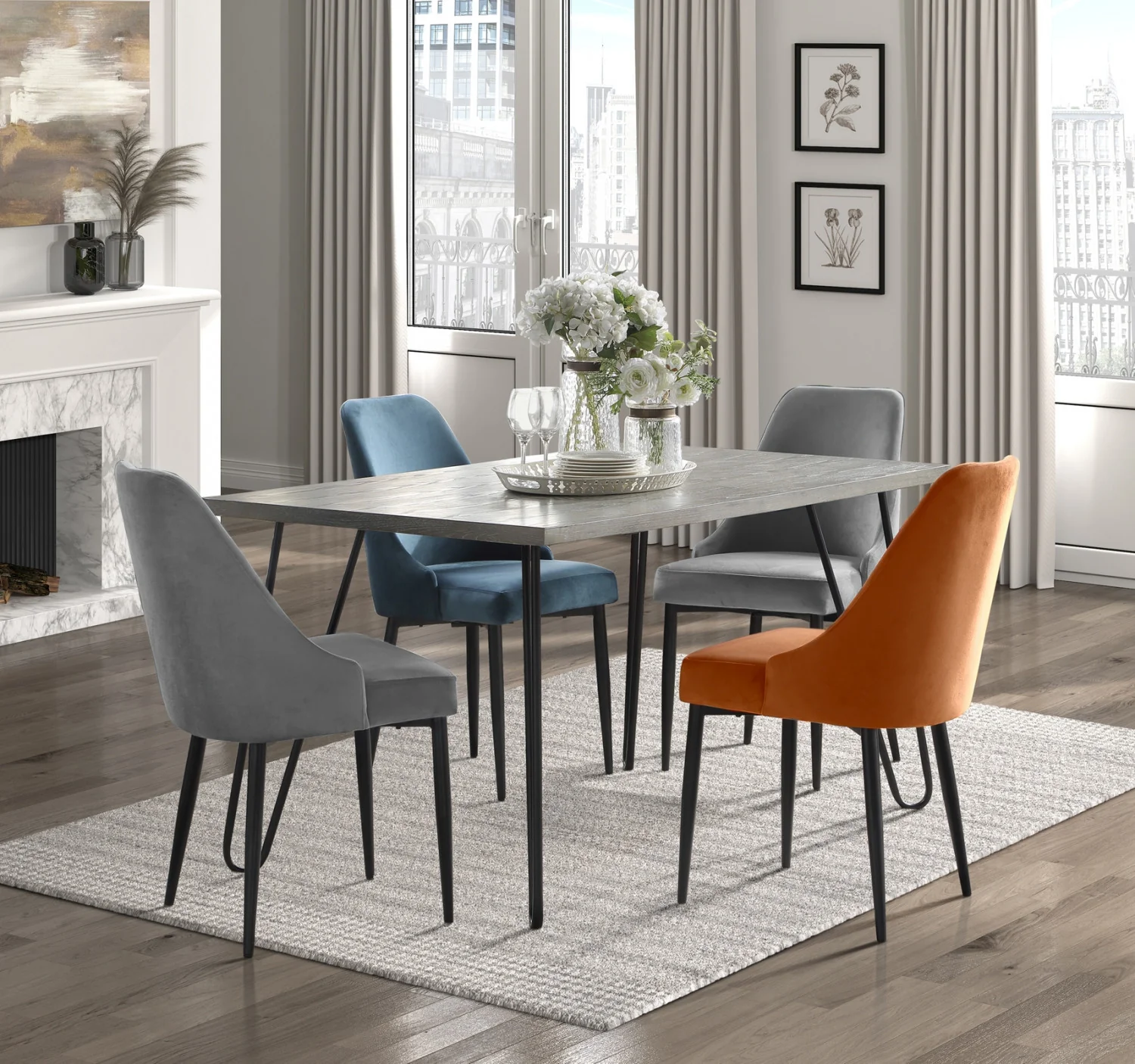 Eugenie Velvet Dining Chair - Blue - Set of Two - Image 6