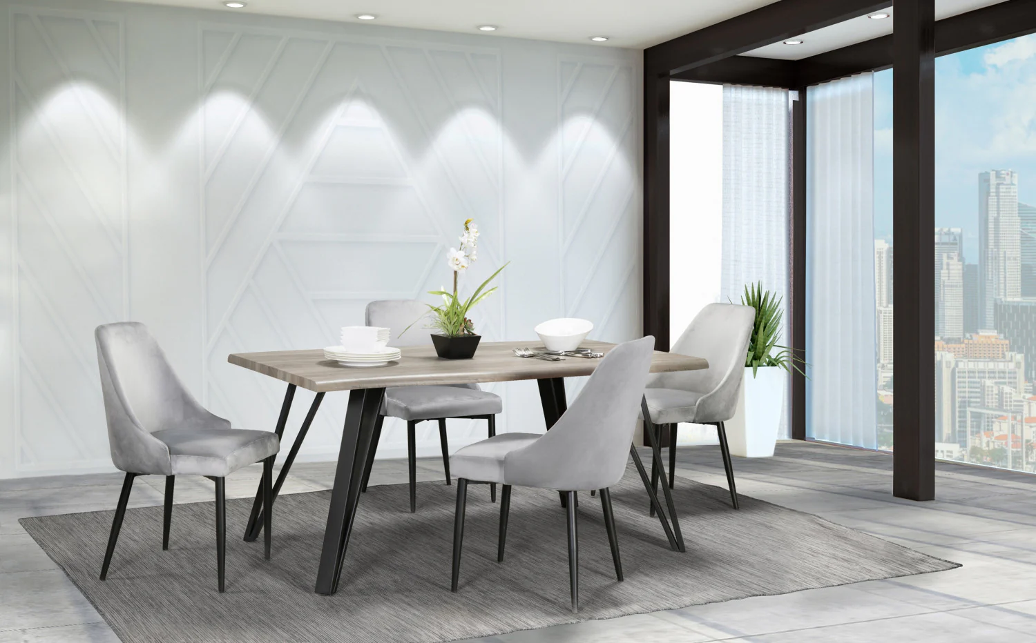 Eugenie Velvet Dining Chair - Grey - Set of Two - Image 3