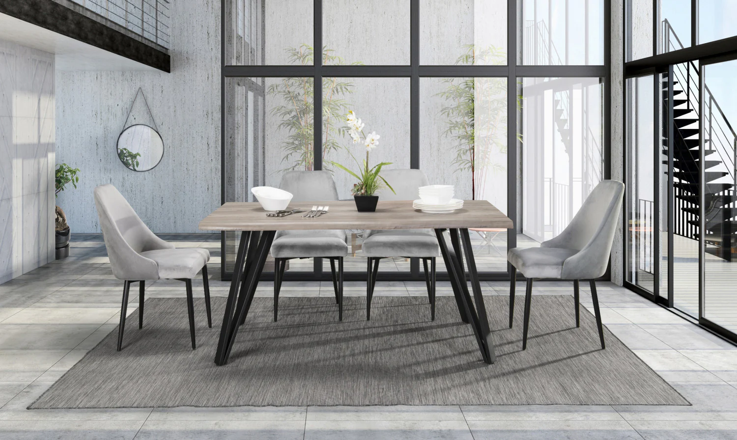 Eugenie Velvet Dining Chair - Grey - Set of Two - Image 4
