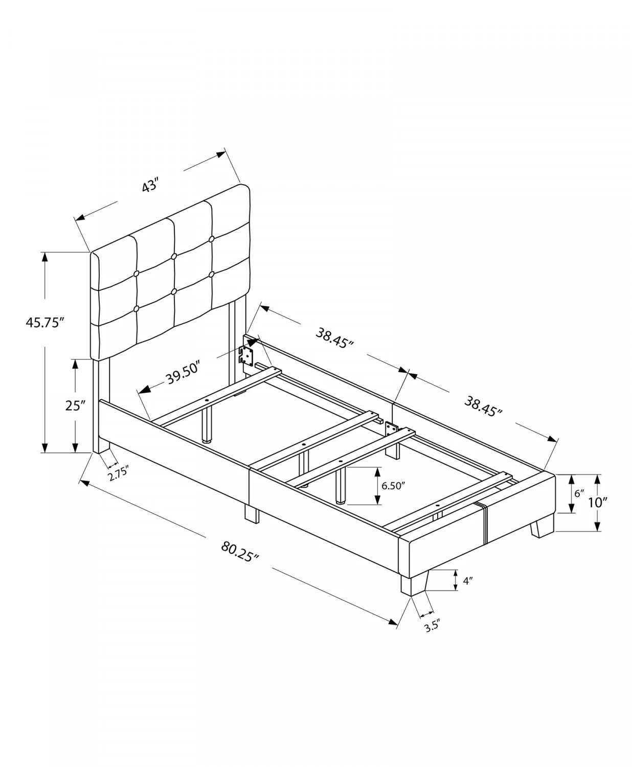 Evelyn Twin Bed - Black - Image 3