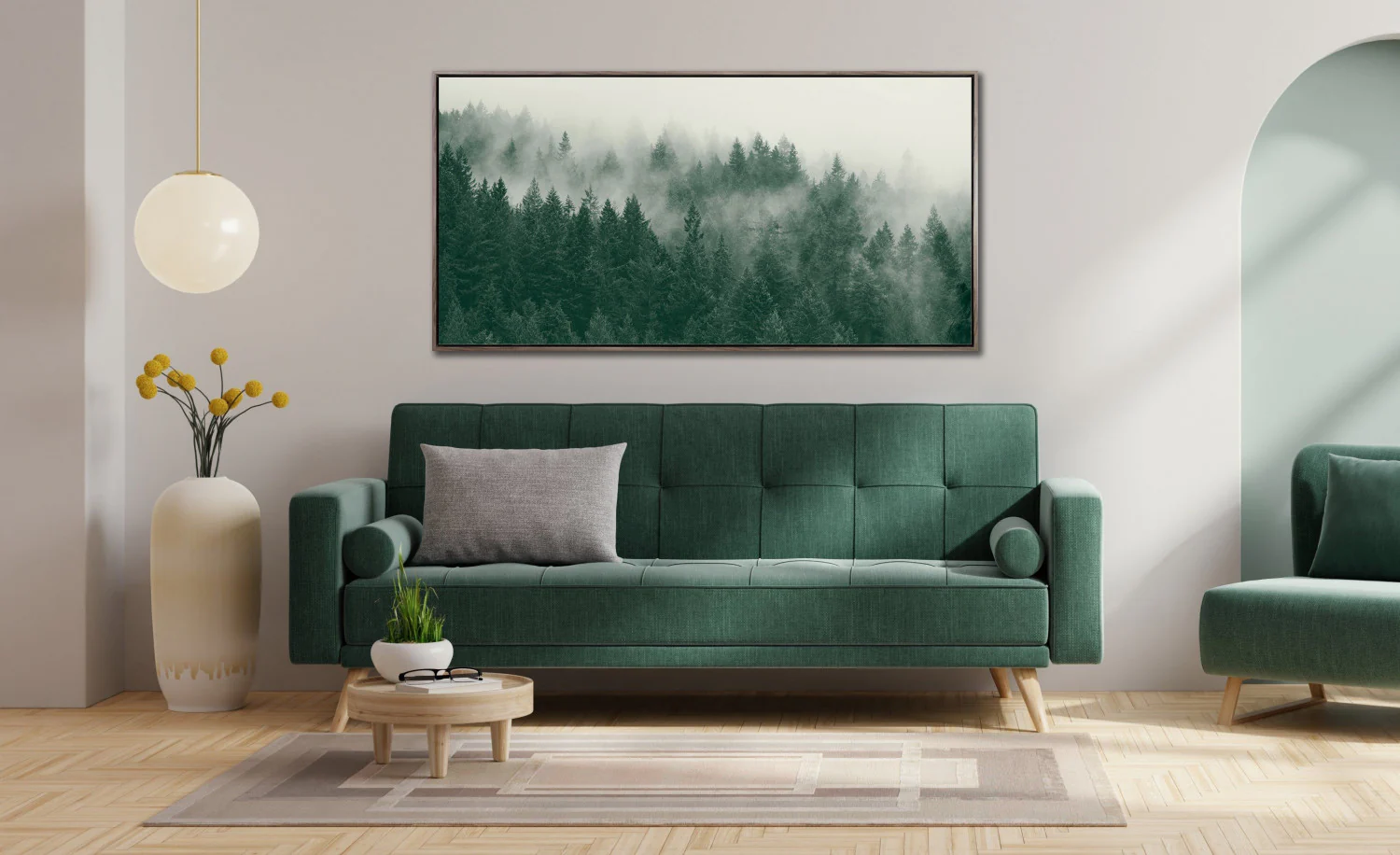 Evergreen Haze Wall Art - Green - 30 X 60 - Image 2