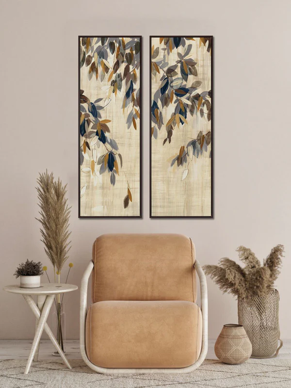 Falling Leaves I Wall Art - Copper/Blue - 17 X 49 - Image 2