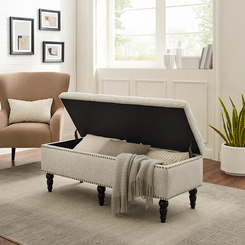 Faye Ottoman - Beige - Image 2