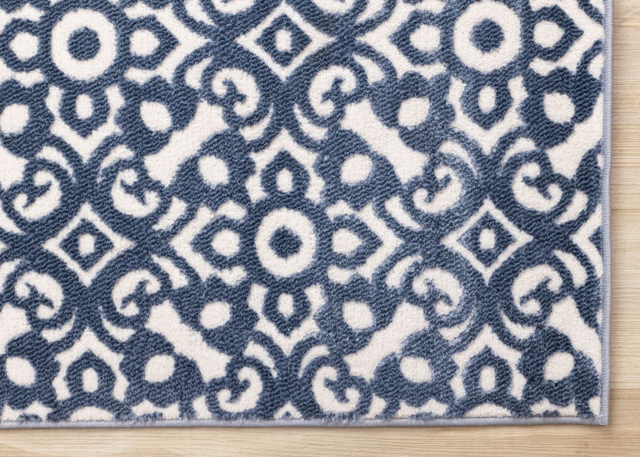 Feeling Connected 5'3" x 7'7" Damask Design Area Rug - Blue - Image 3