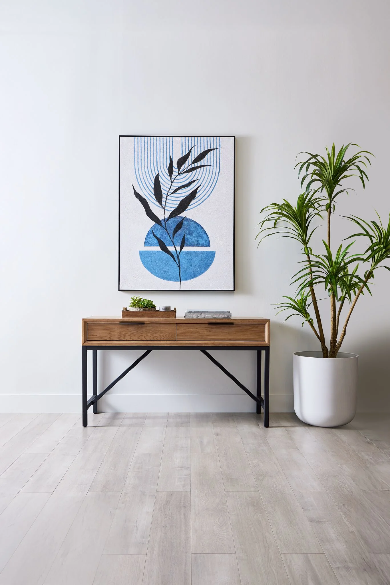 Feeling Connected Abstract Wall Art - Black & Blue - Image 2