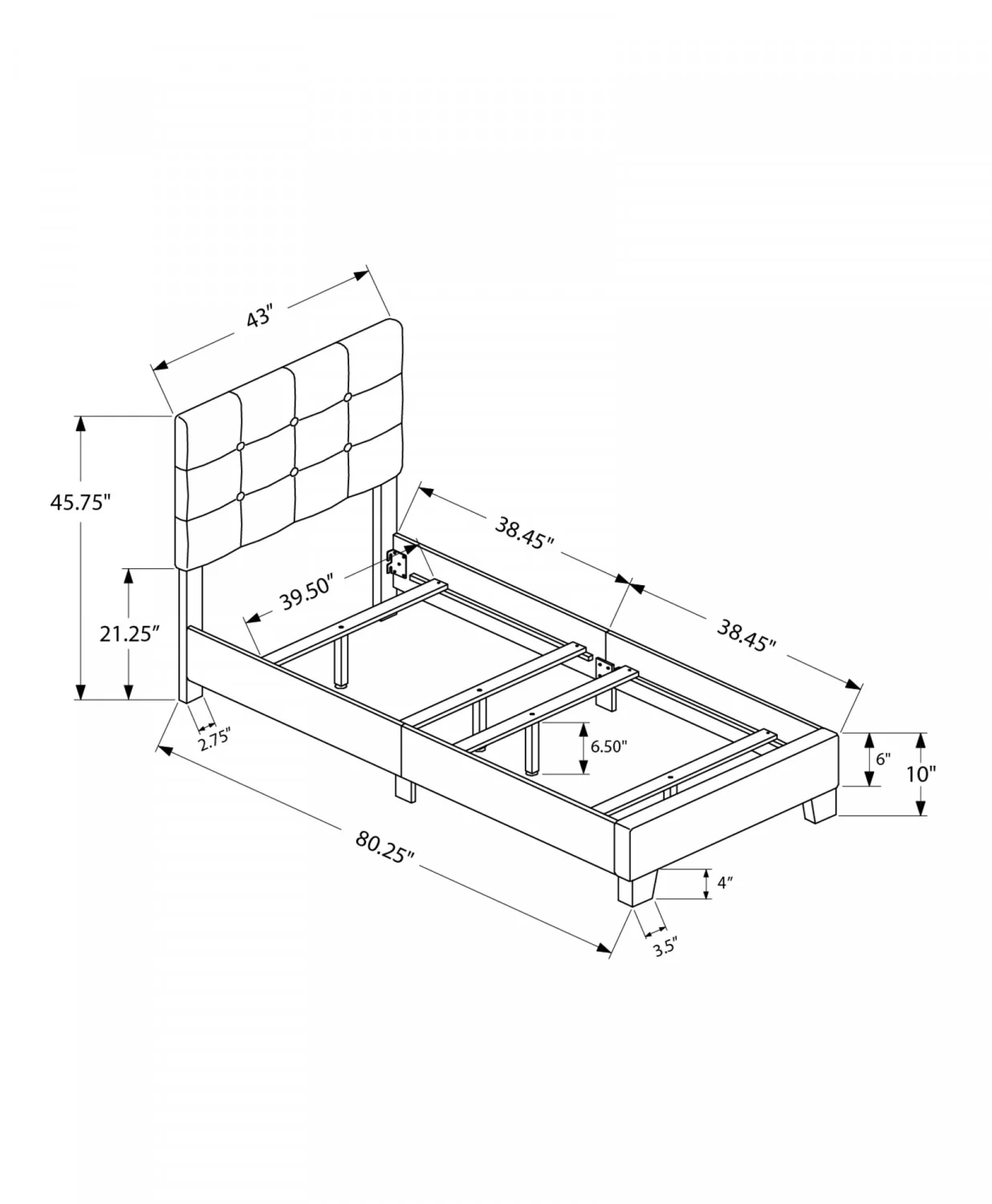 Felicity Twin Bed - Black - Image 3