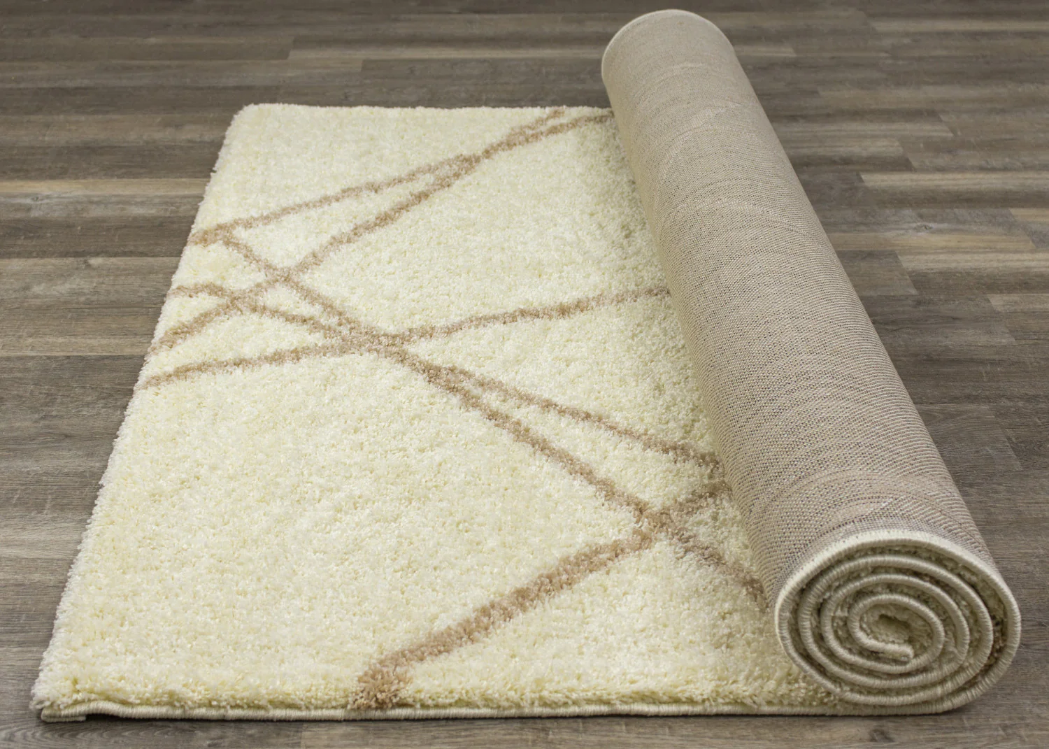 Finesse Lines Crossing Shag Area Rug - 8' X 11' - Cream/Beige - Image 7