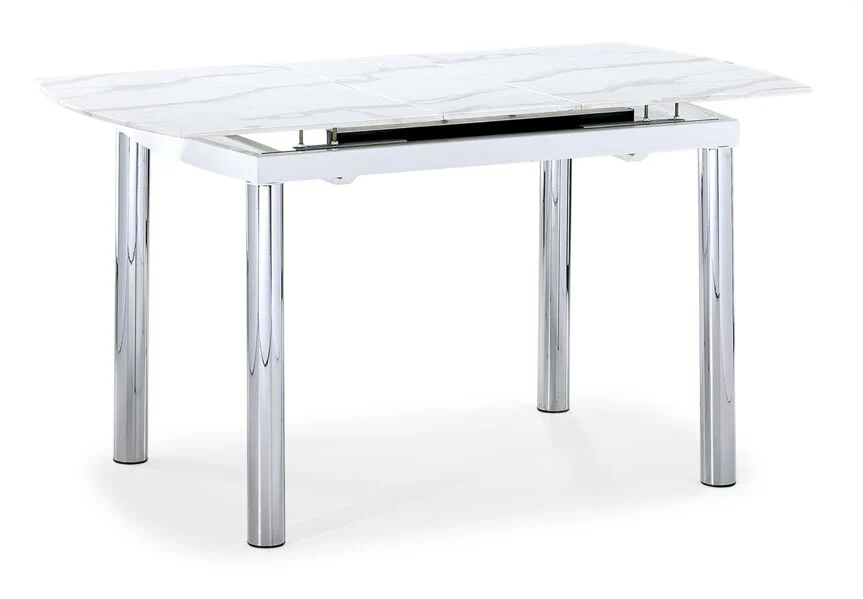 Fino Extendable Dining Table - Faux Marble, Chrome - Image 2
