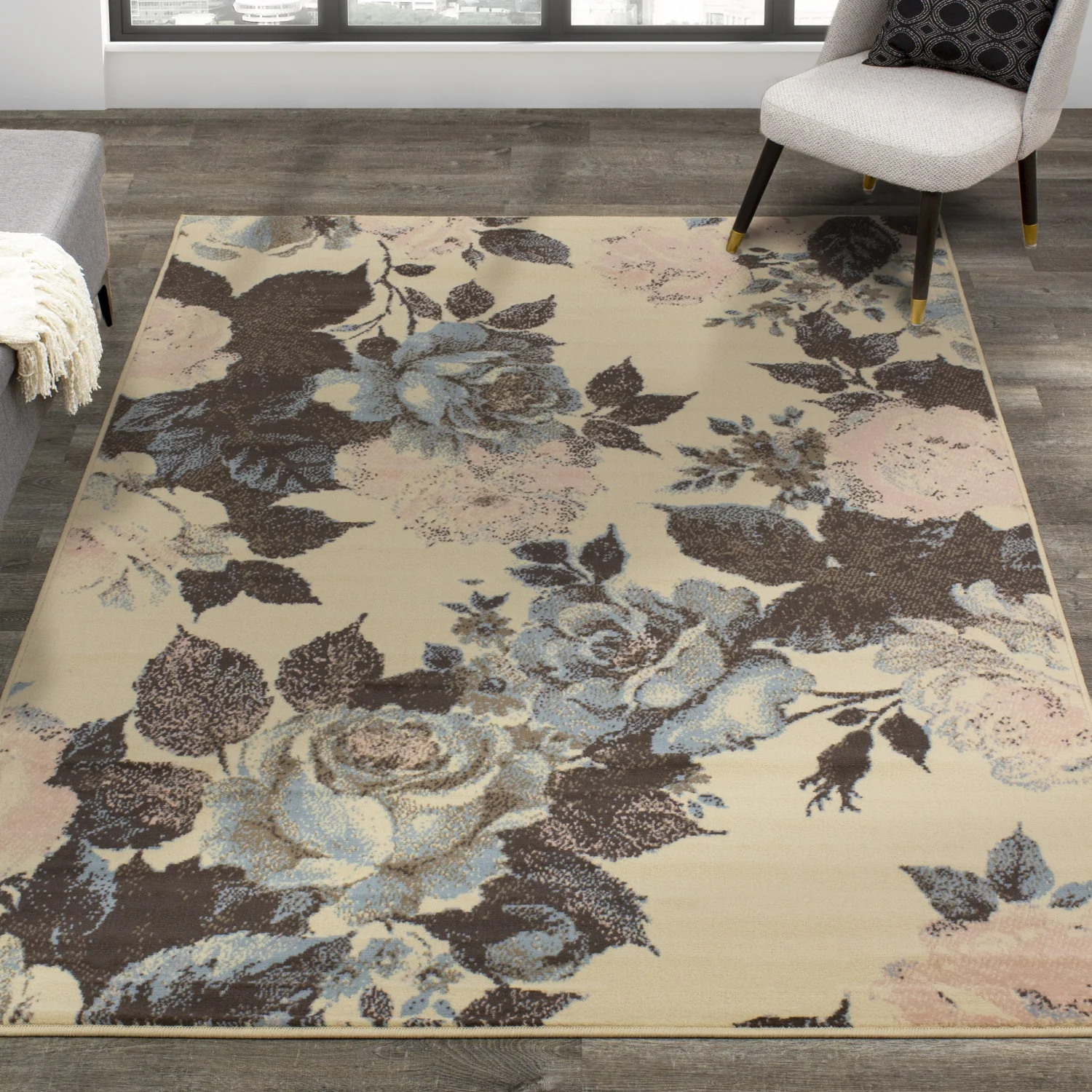 Fiona Flowers Area Rug - 5' X 7' - Cream/Pink - Image 2