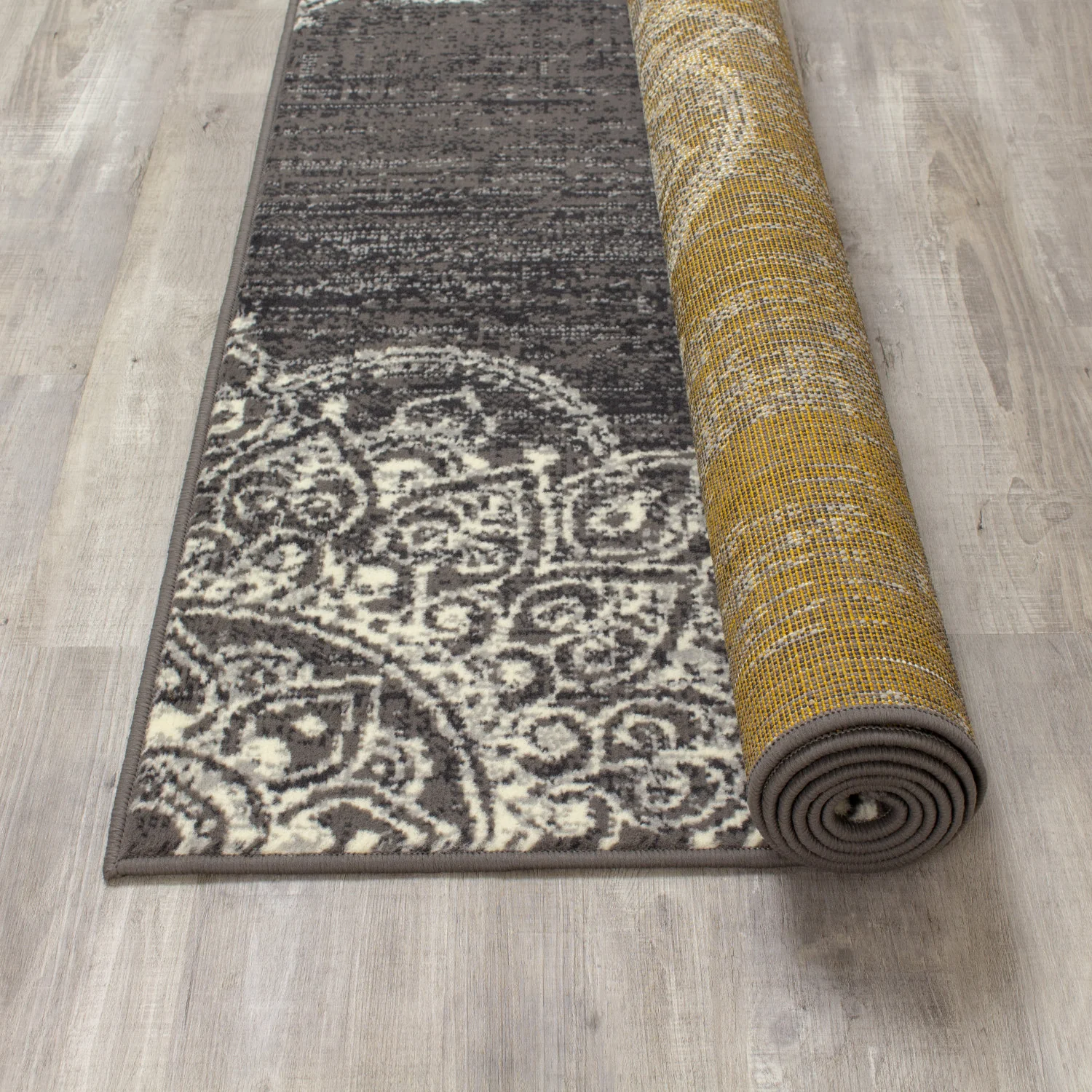 Fiona Medallion Stamps Area Rug - 8' X 10' - Grey/Cream - Image 6