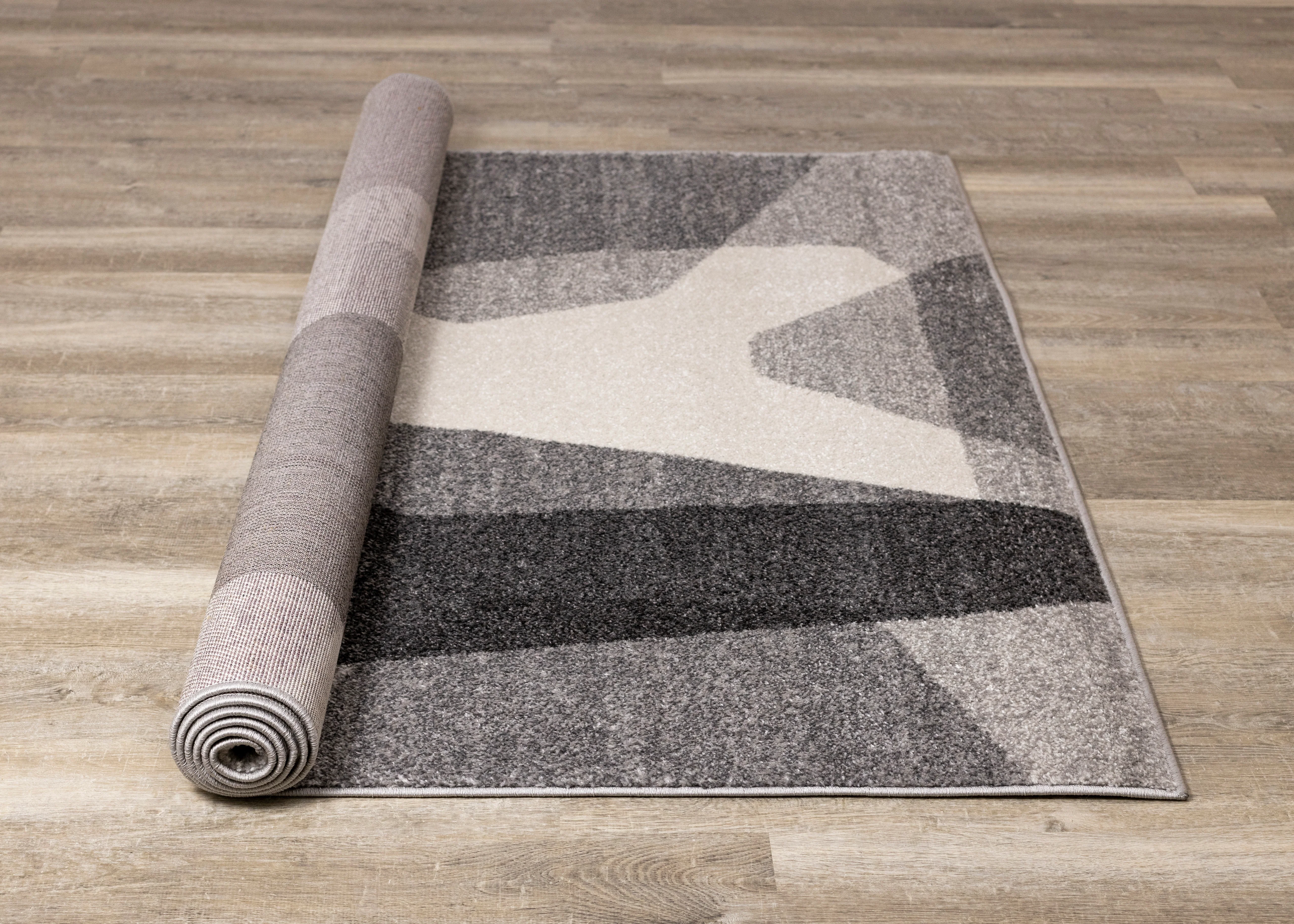 Focus 5'3" x 7'7" Geometric Shapes Area Rug - Grey, White - Image 5