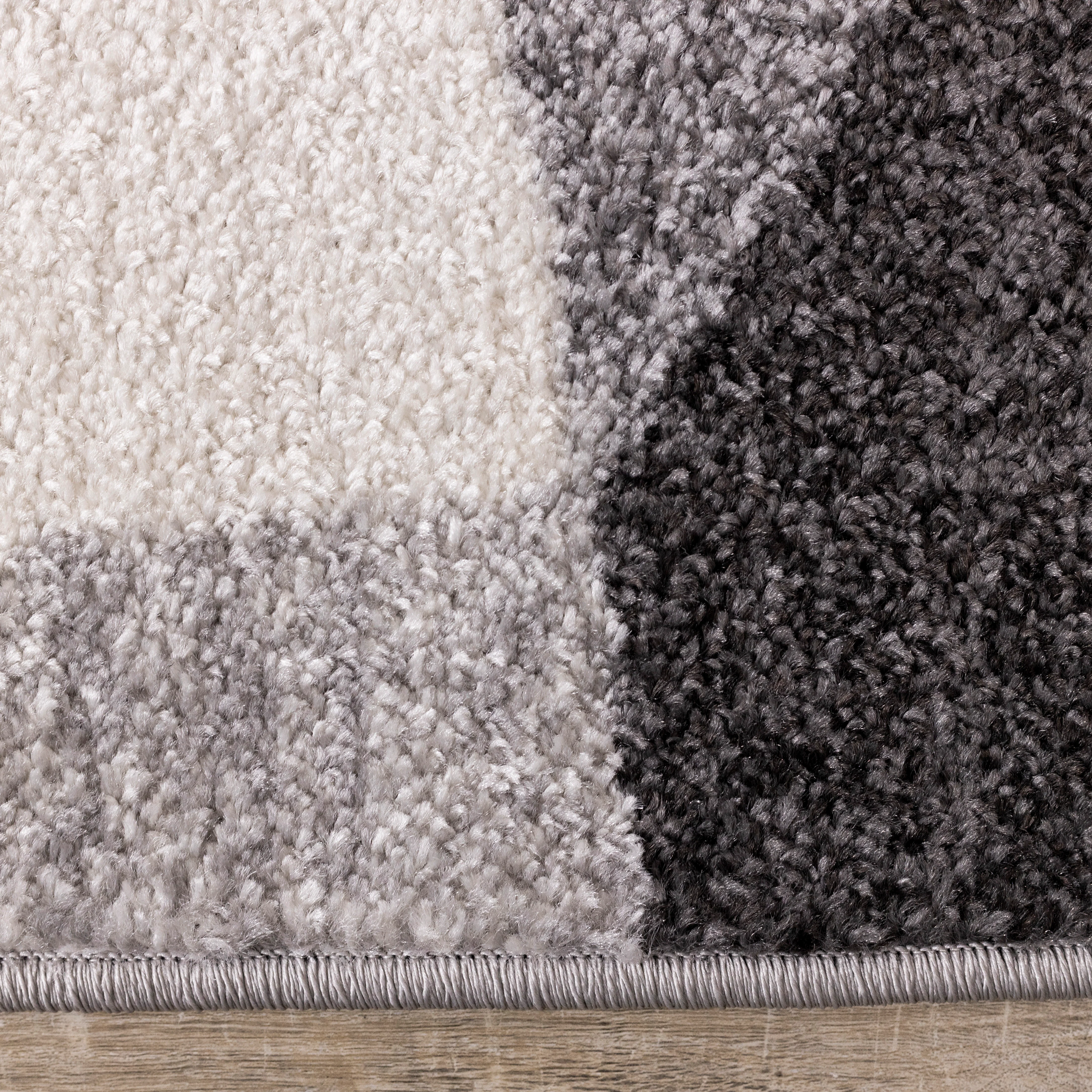 Focus 5'3" x 7'7" Geometric Shapes Area Rug - Grey, White - Image 8