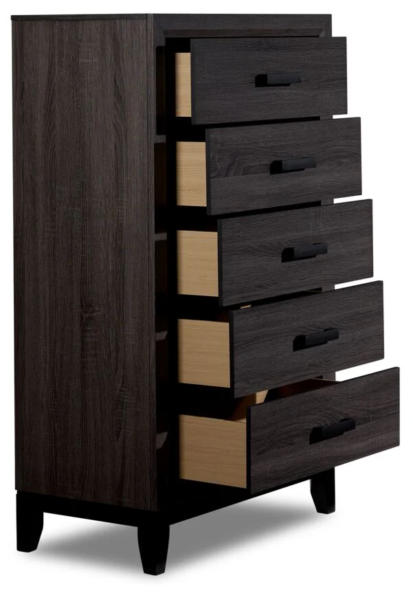 Fog 5-Drawer Chest - Grey, Black - Image 3