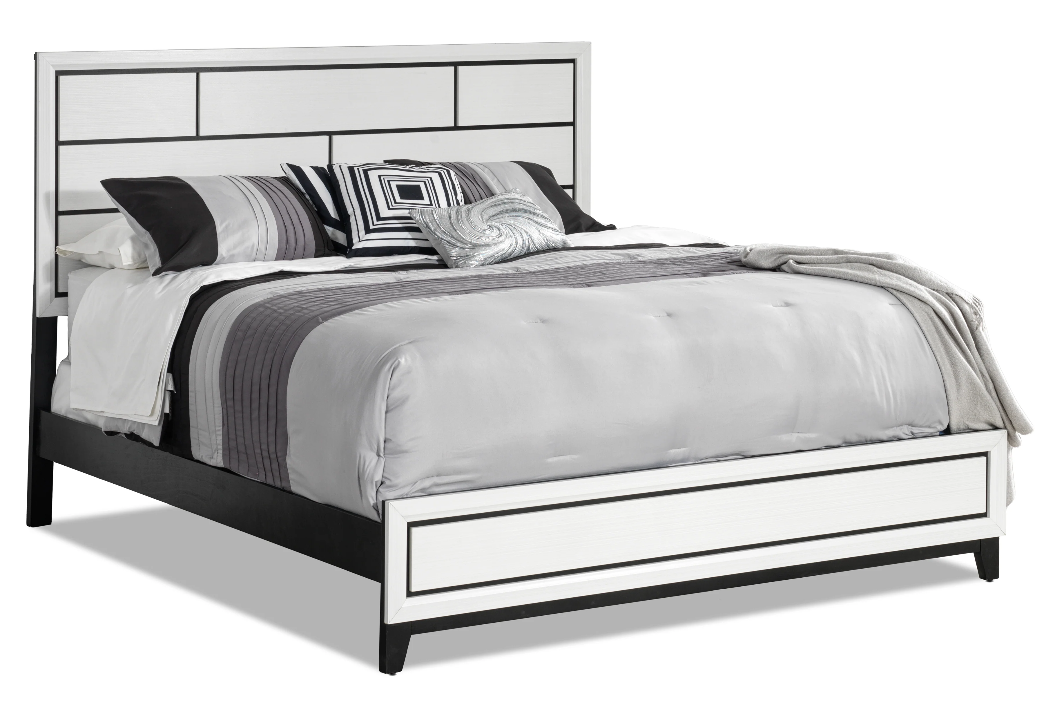 Fog 5-Piece Full Bedroom Package - White, Black - Image 2