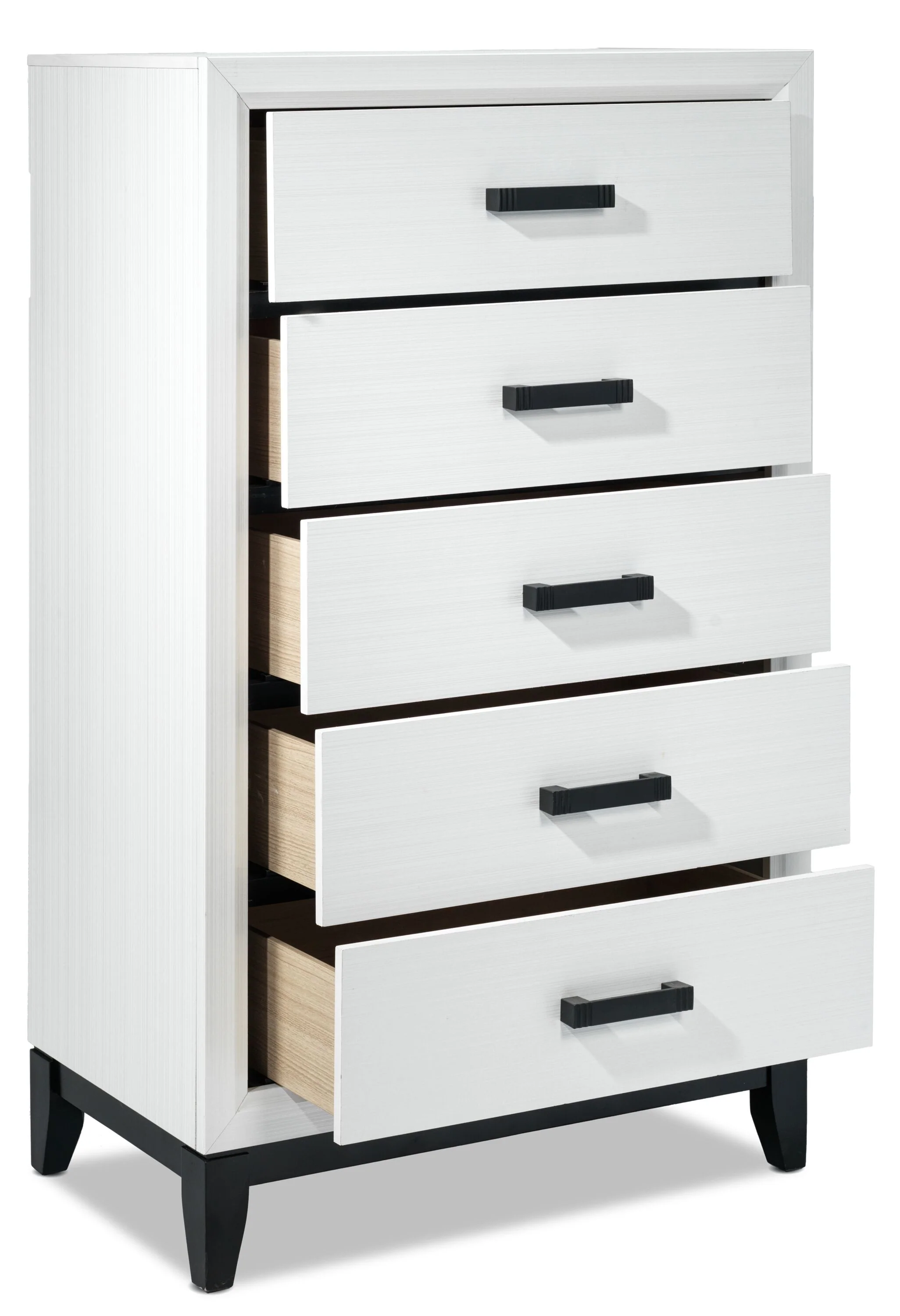 Fog 5-Piece Queen Bedroom Package - White, Black - Image 9