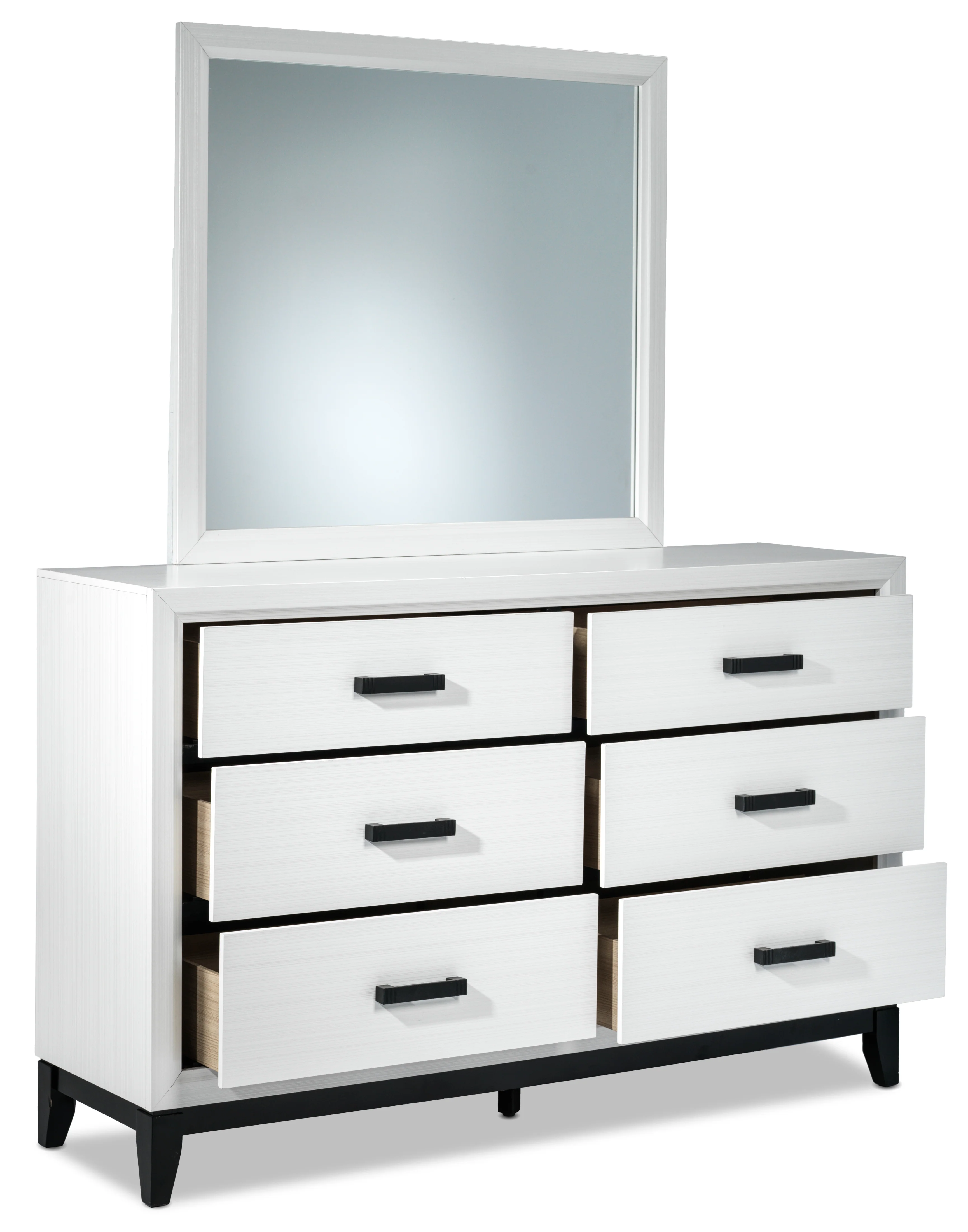 Fog 6-Drawer Dresser - White, Black - Image 2