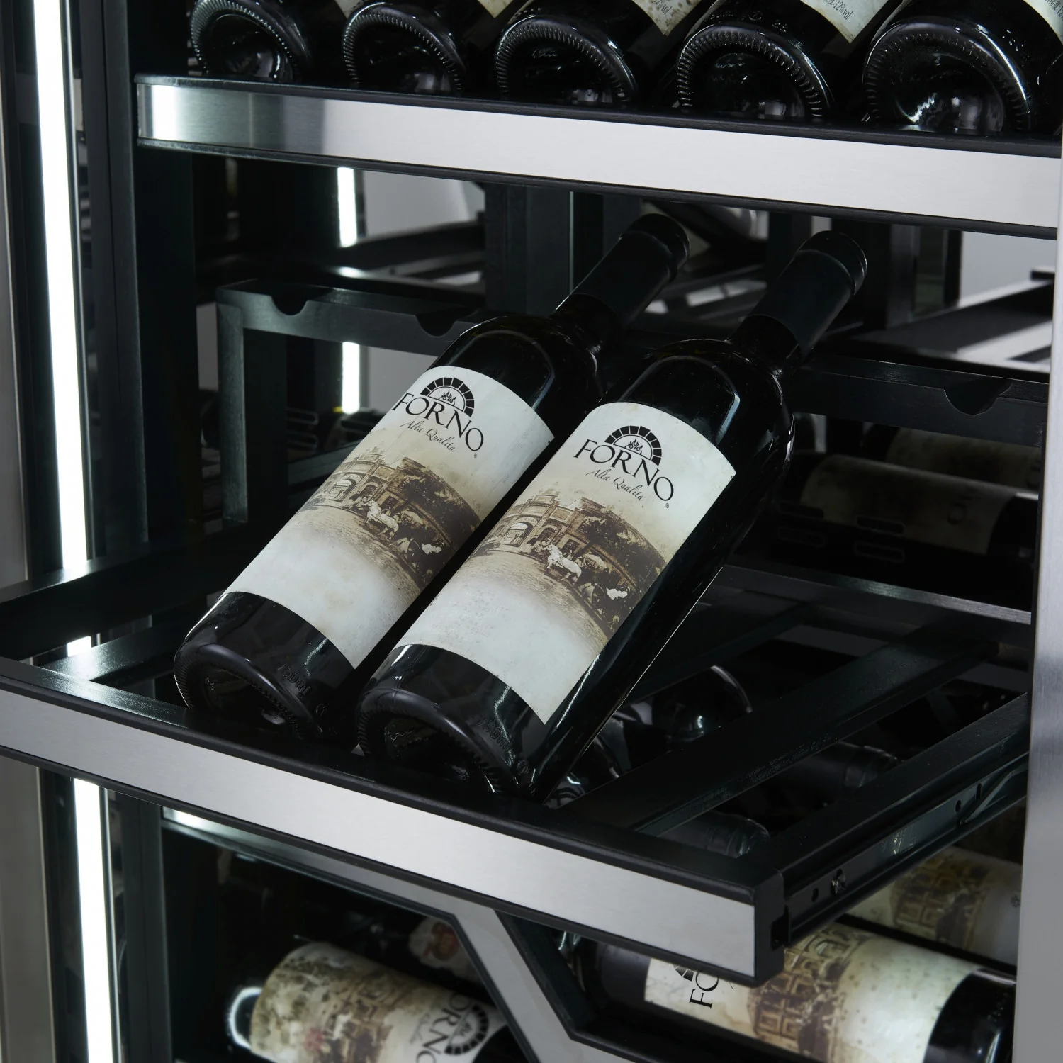 Forno Abruzzo 48" Stainless Steel 102 Bottle Dual Zone Wine Cellar with Clear Holders (24 Cu. Ft.) - FWCDR6611-48S - Image 11