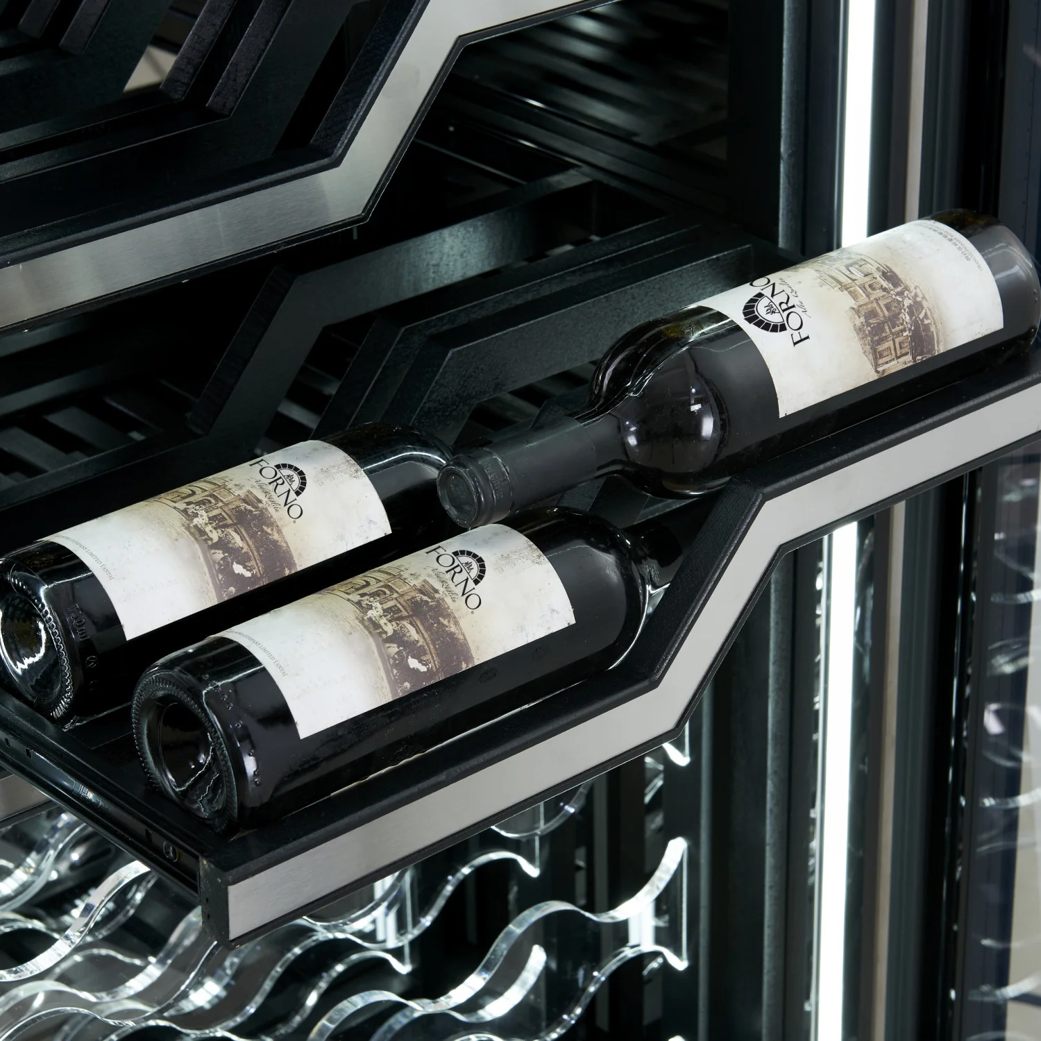 Forno Abruzzo 48" Stainless Steel 102 Bottle Dual Zone Wine Cellar with Clear Holders (24 Cu. Ft.) - FWCDR6611-48S - Image 7