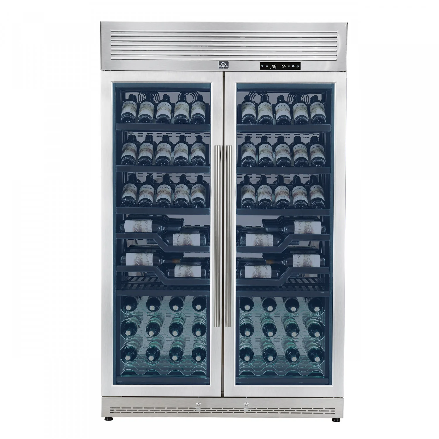 Forno Abruzzo 48" Stainless Steel 102 Bottle Dual Zone Wine Cellar with Green Holders (24 Cu. Ft.) - FWCDR6610-48S - Image 2