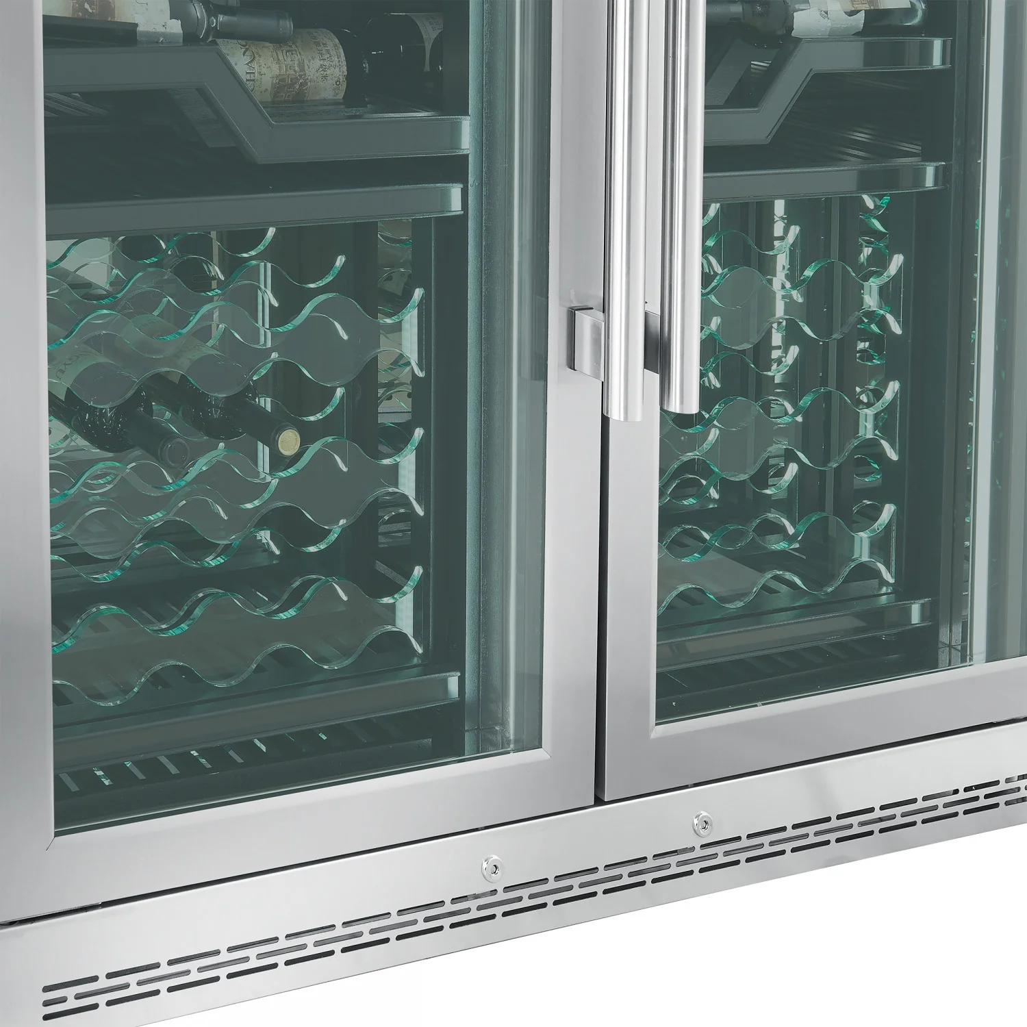 Forno Abruzzo 48" Stainless Steel 102 Bottle Dual Zone Wine Cellar with Green Holders (24 Cu. Ft.) - FWCDR6610-48S - Image 7