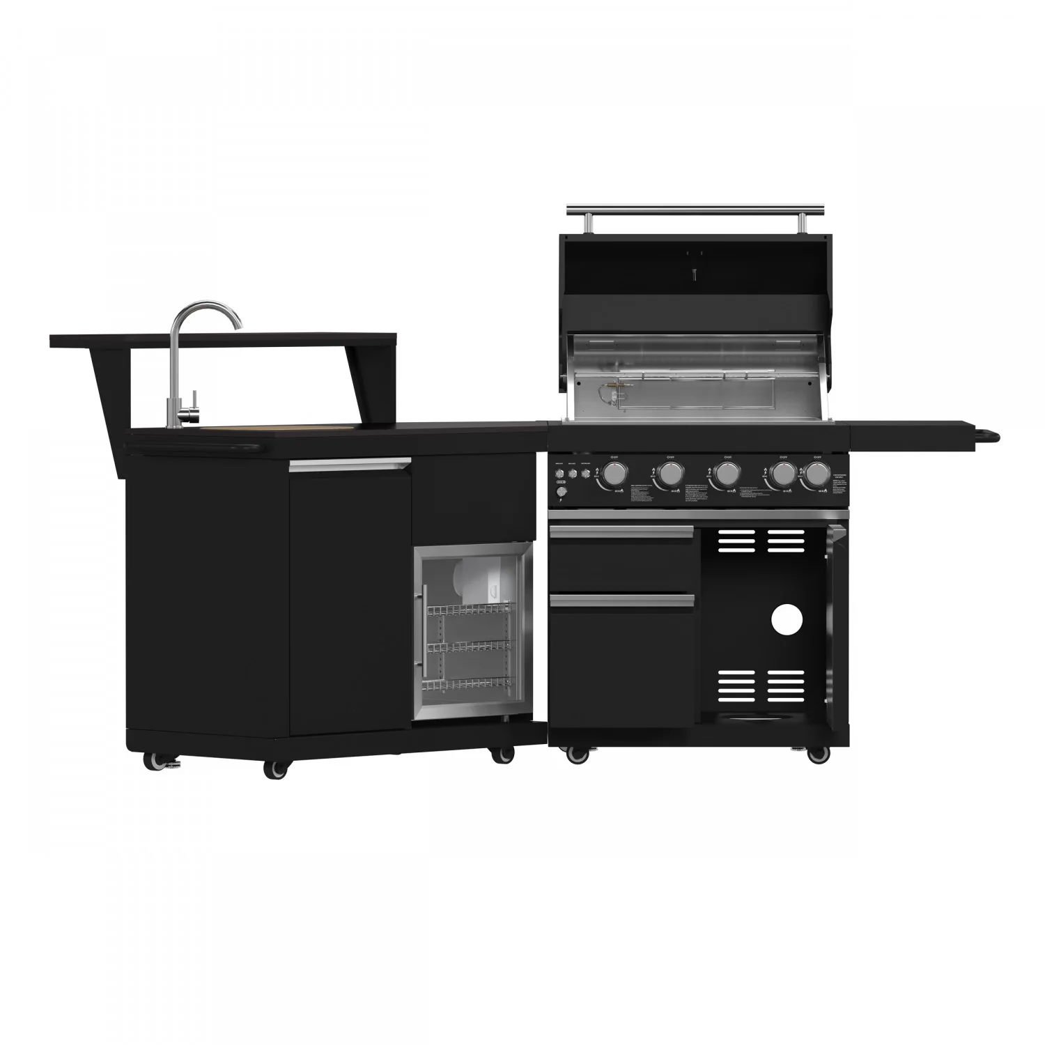 Forno All'Aperto Black Countertop Outdoor Kitchen with 62,600 BTU BBQ and Beverage Centre - FODKT2582BLK - Image 3