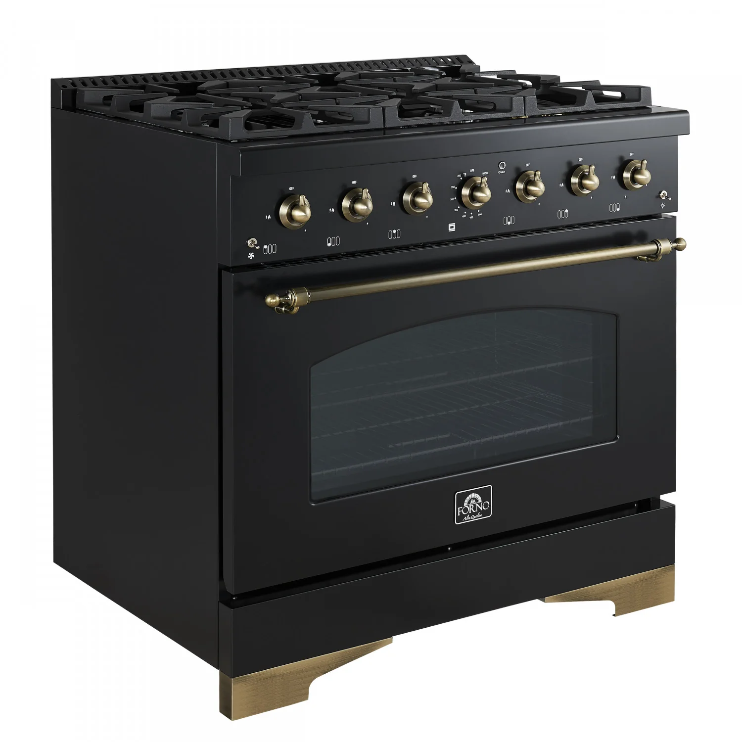 Forno Antico 36" Black Dual Fuel Range (4.5 Cu. Ft.) - FFSGS6113-36BLK - Image 7